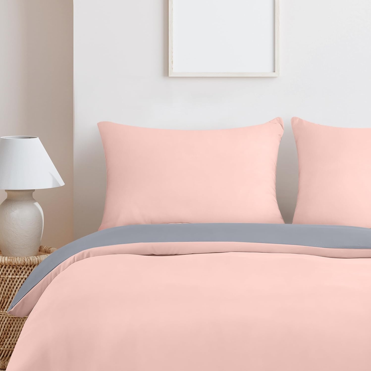 image:imageUtopia Bedding Bettwsche 135x200 cm 1 Kissenbezug 80x80 cm BlaugrnGrau Rosa