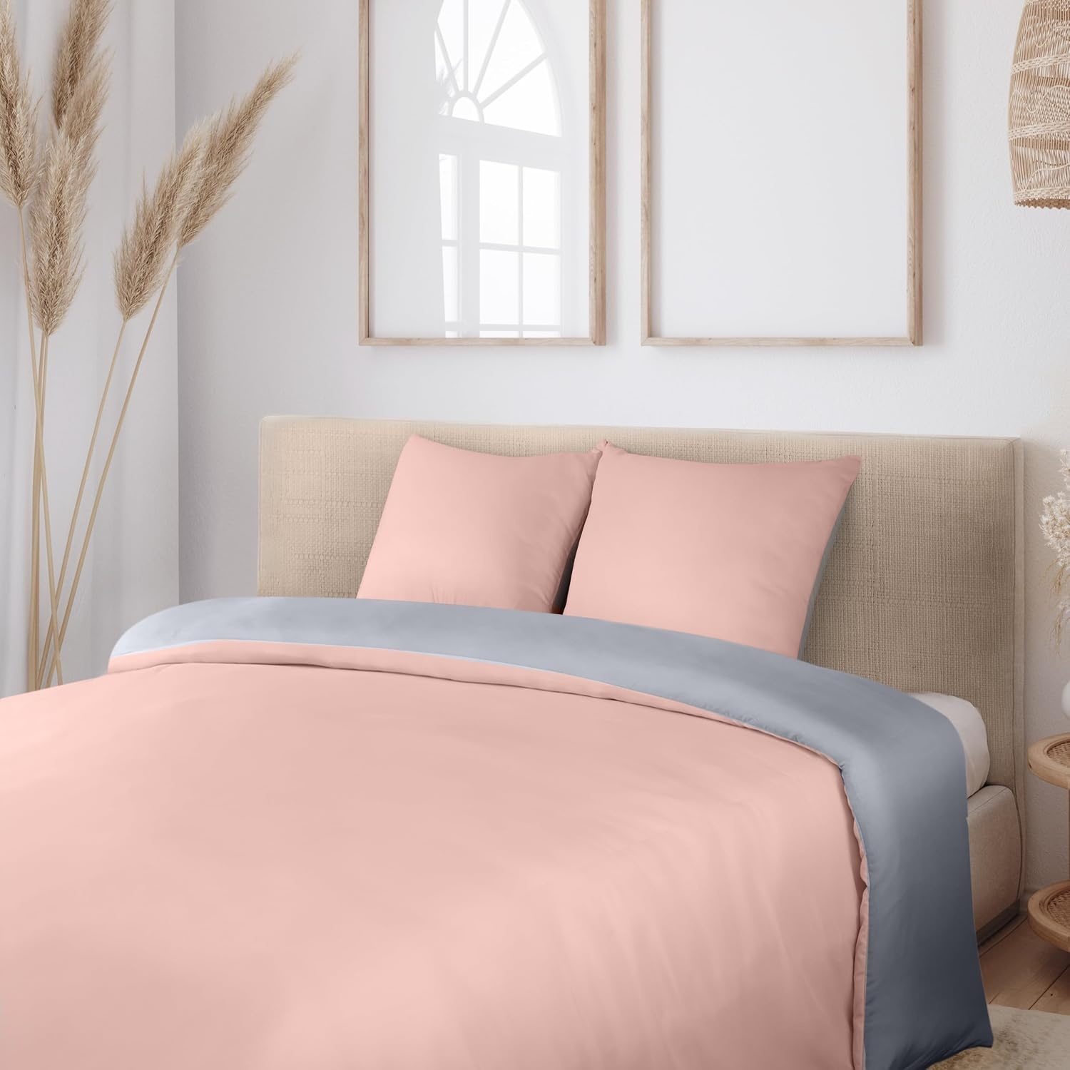 image:imageUtopia Bedding Bettwsche 135x200 cm 1 Kissenbezug 80x80 cm BlaugrnGrau Rosa