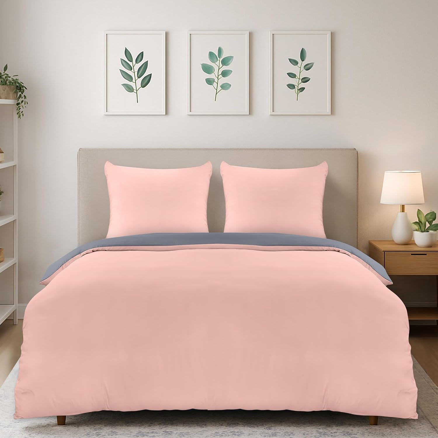 image:imageUtopia Bedding Bettwsche 135x200 cm 1 Kissenbezug 80x80 cm BlaugrnGrau Rosa