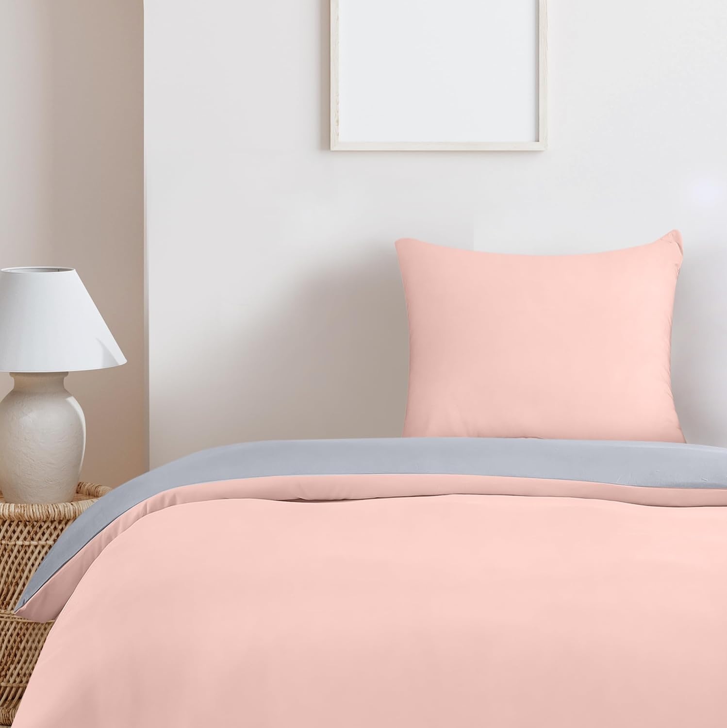 image:imageUtopia Bedding Bettwsche 135x200 cm 1 Kissenbezug 80x80 cm BlaugrnGrau Rosa