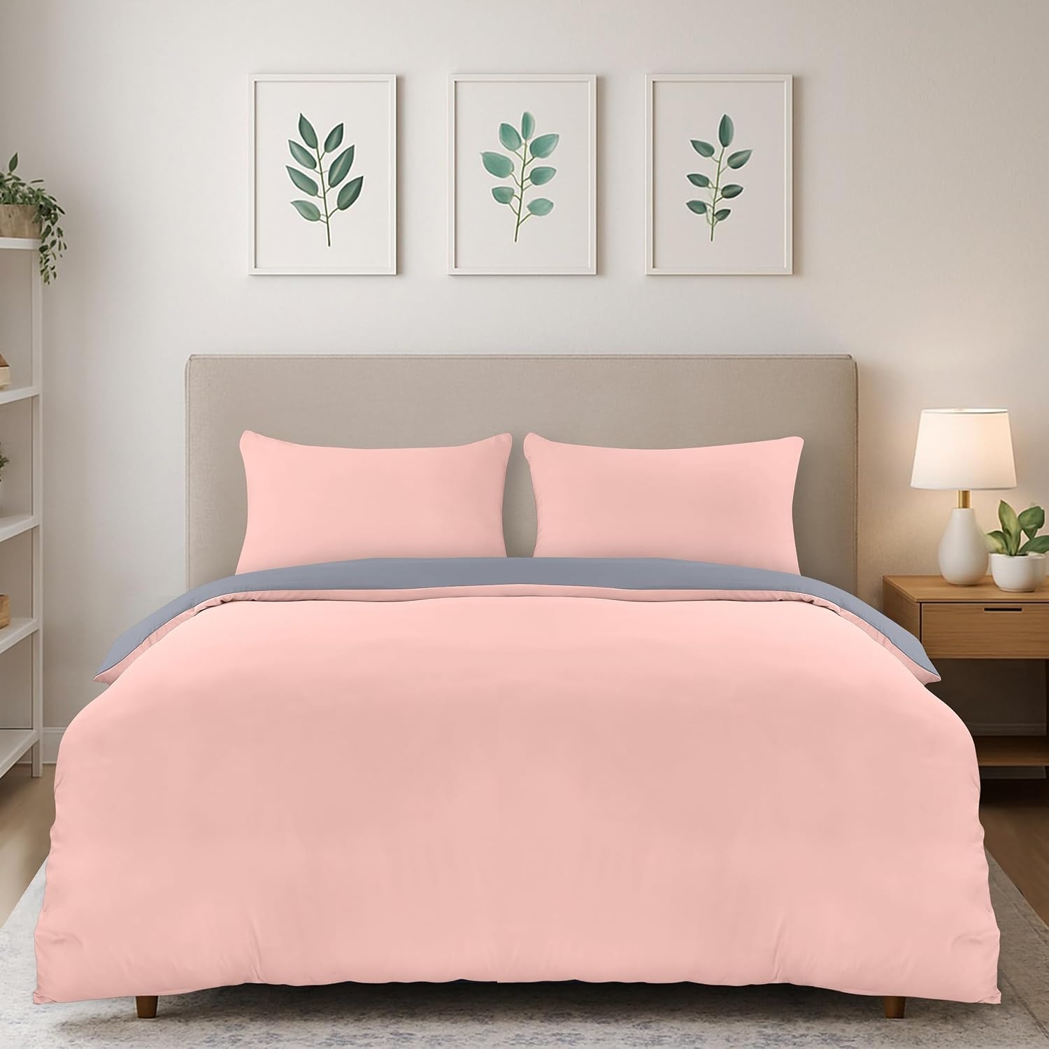 image:imageUtopia Bedding Bettwsche 135x200 cm 1 Kissenbezug 80x80 cm BlaugrnGrau Rosa