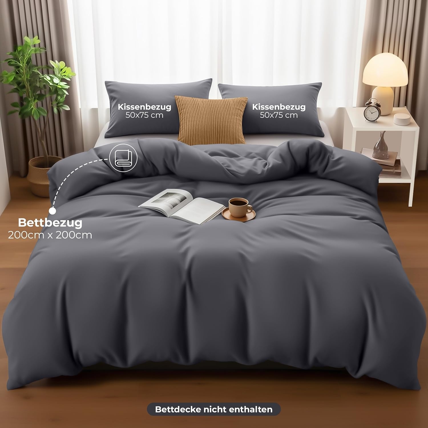 image:imageUtopia Bedding Bettwsche 135x200 cm 1 Kissenbezug 80x80 cm BlaugrnGrau