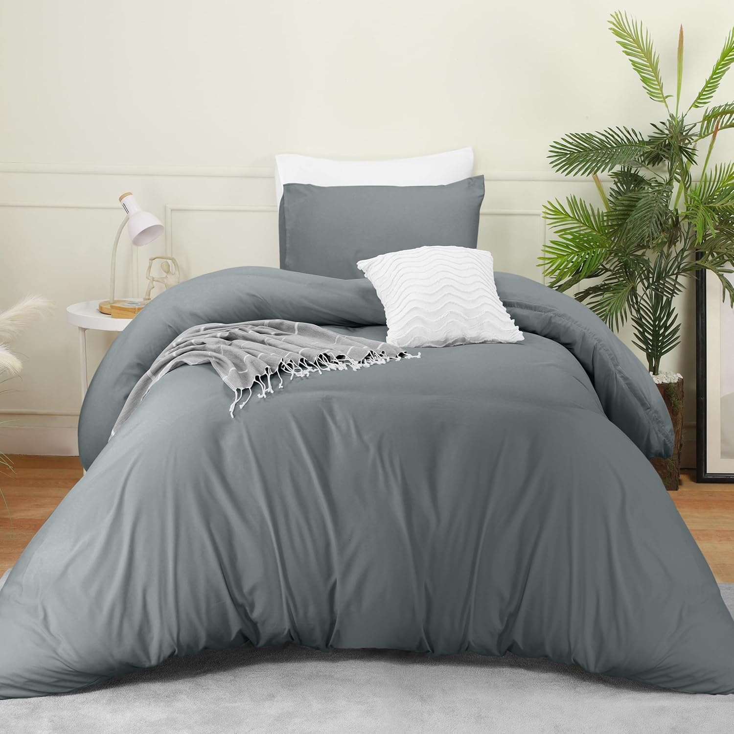 image:imageUtopia Bedding Bettwsche 135x200 cm 1 Kissenbezug 80x80 cm BlaugrnGrau