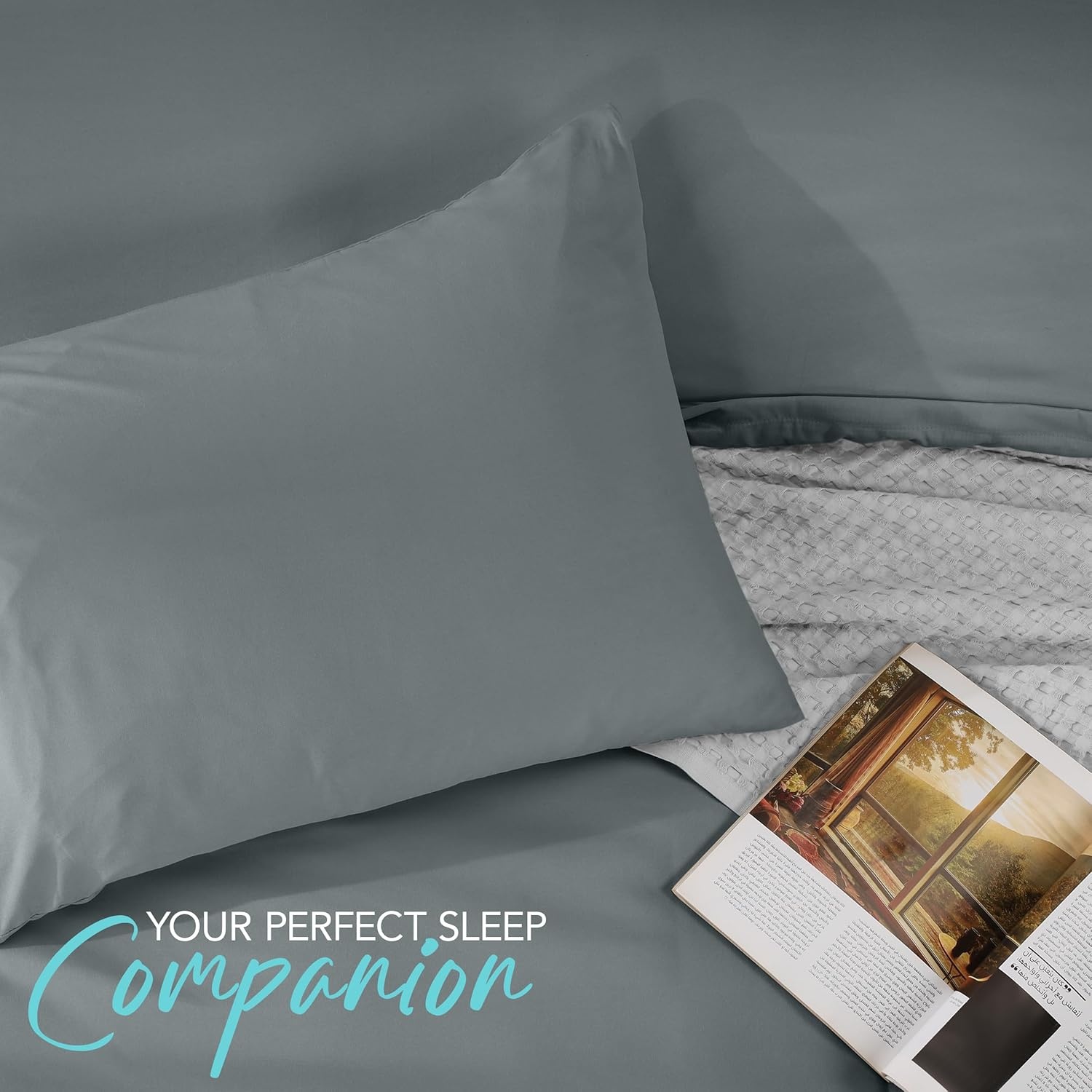 image:imageUtopia Bedding Bettwsche 135x200 cm 1 Kissenbezug 80x80 cm BlaugrnGrau