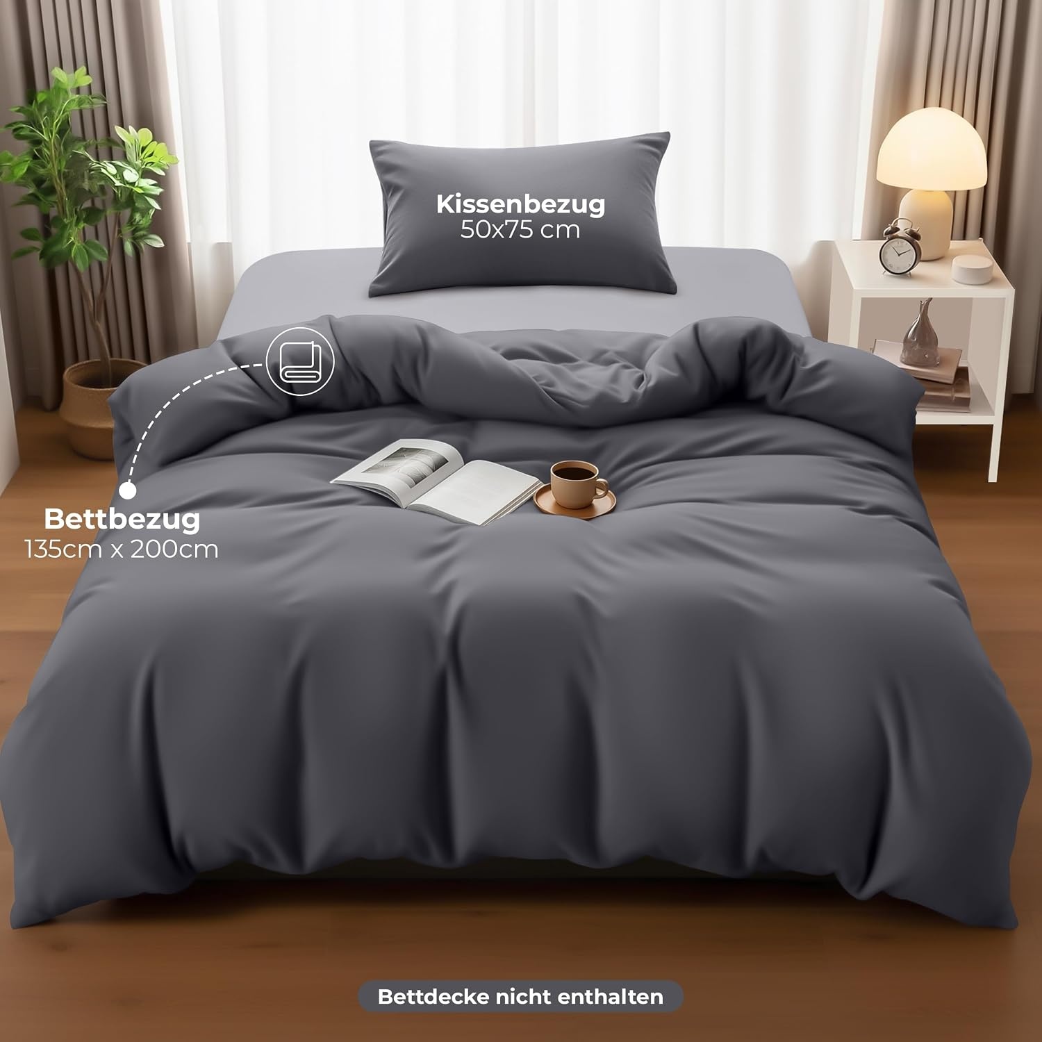 image:imageUtopia Bedding Bettwsche 135x200 cm 1 Kissenbezug 80x80 cm BlaugrnGrau