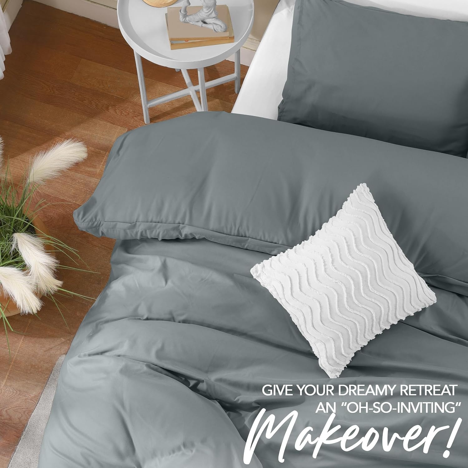 image:imageUtopia Bedding Bettwsche 135x200 cm 1 Kissenbezug 80x80 cm BlaugrnGrau