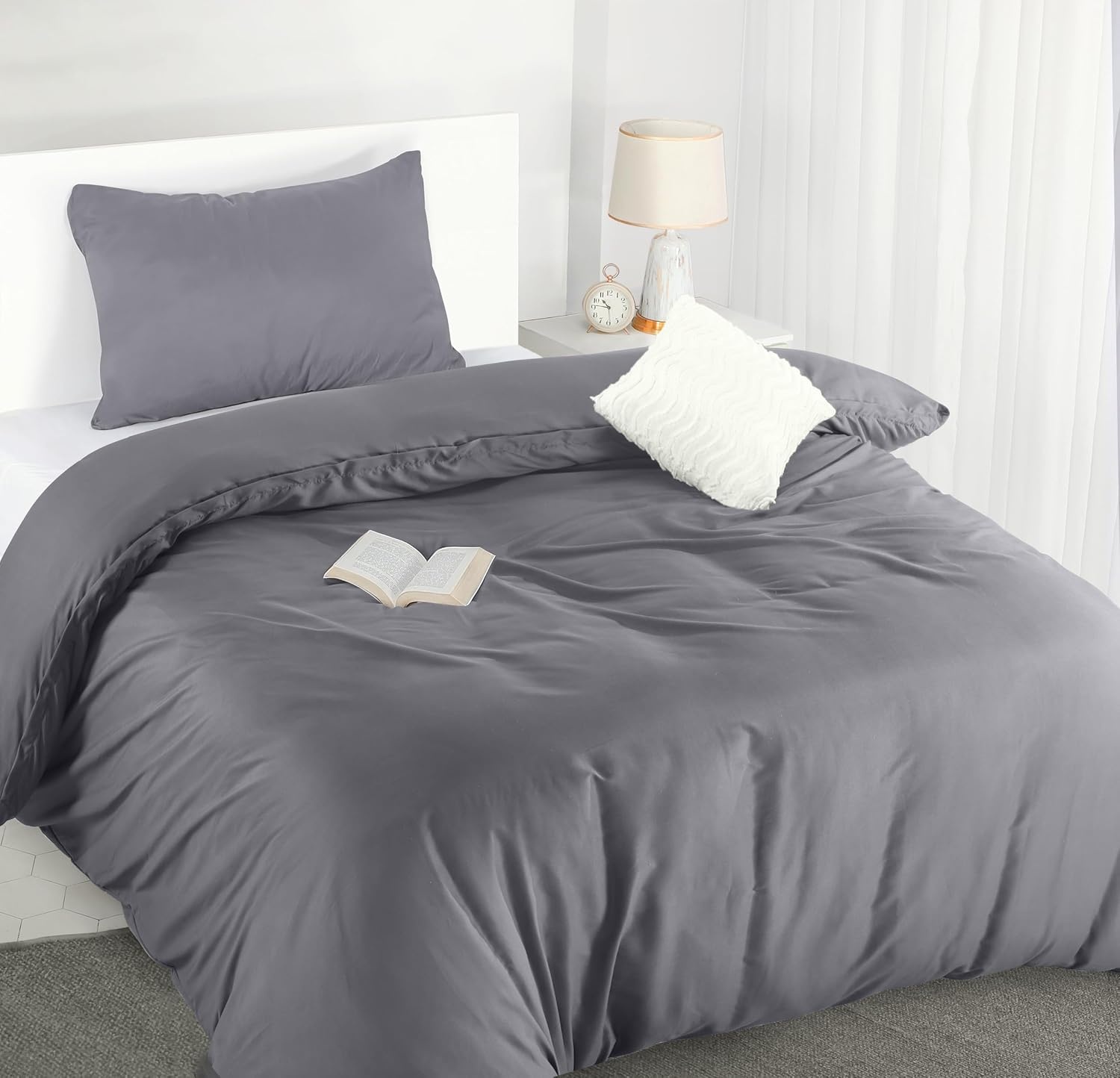 image:imageUtopia Bedding Bettwsche 135x200 cm 1 Kissenbezug 80x80 cm BlaugrnGrau
