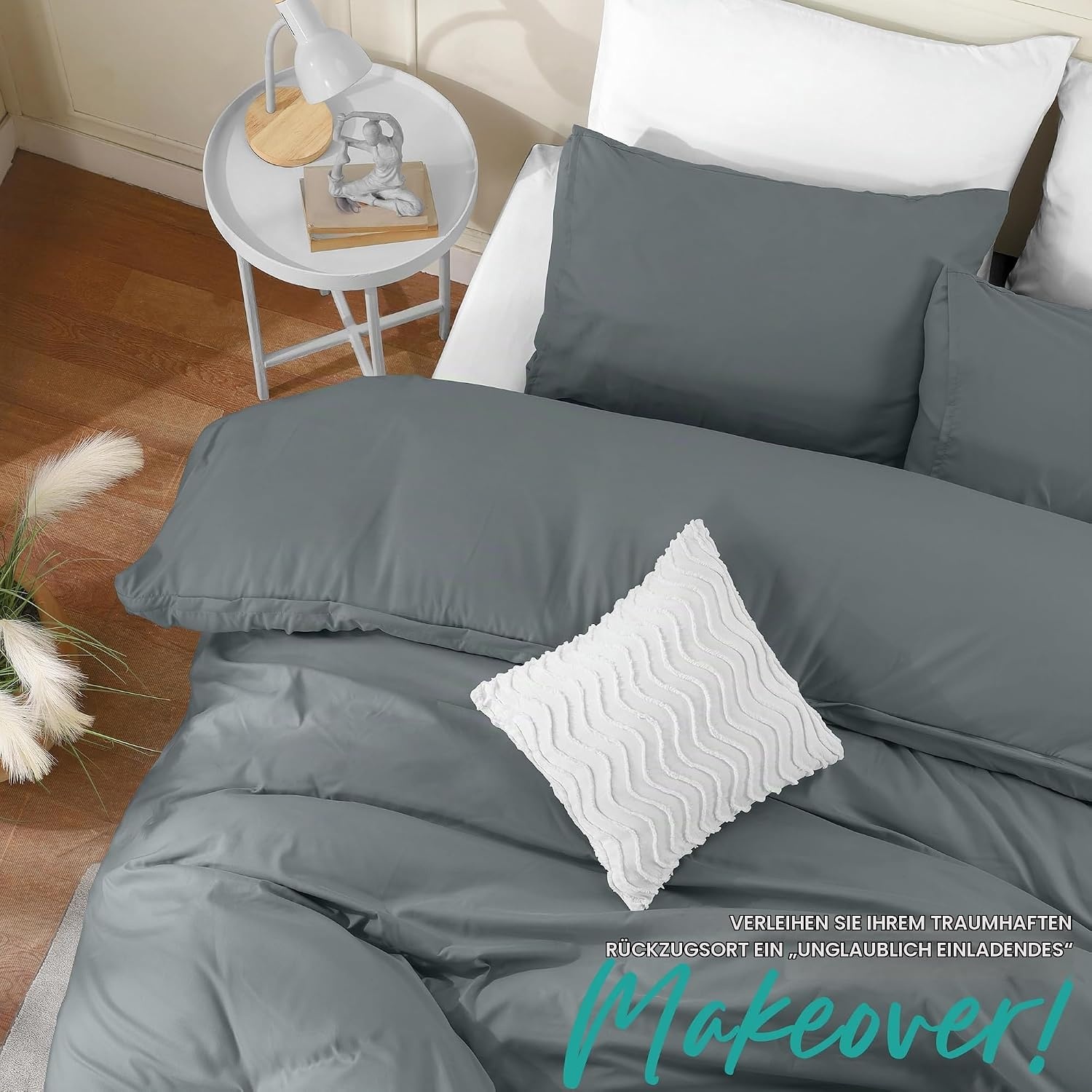 image:imageUtopia Bedding Bettwsche 135x200 cm 1 Kissenbezug 80x80 cm BlaugrnGrau