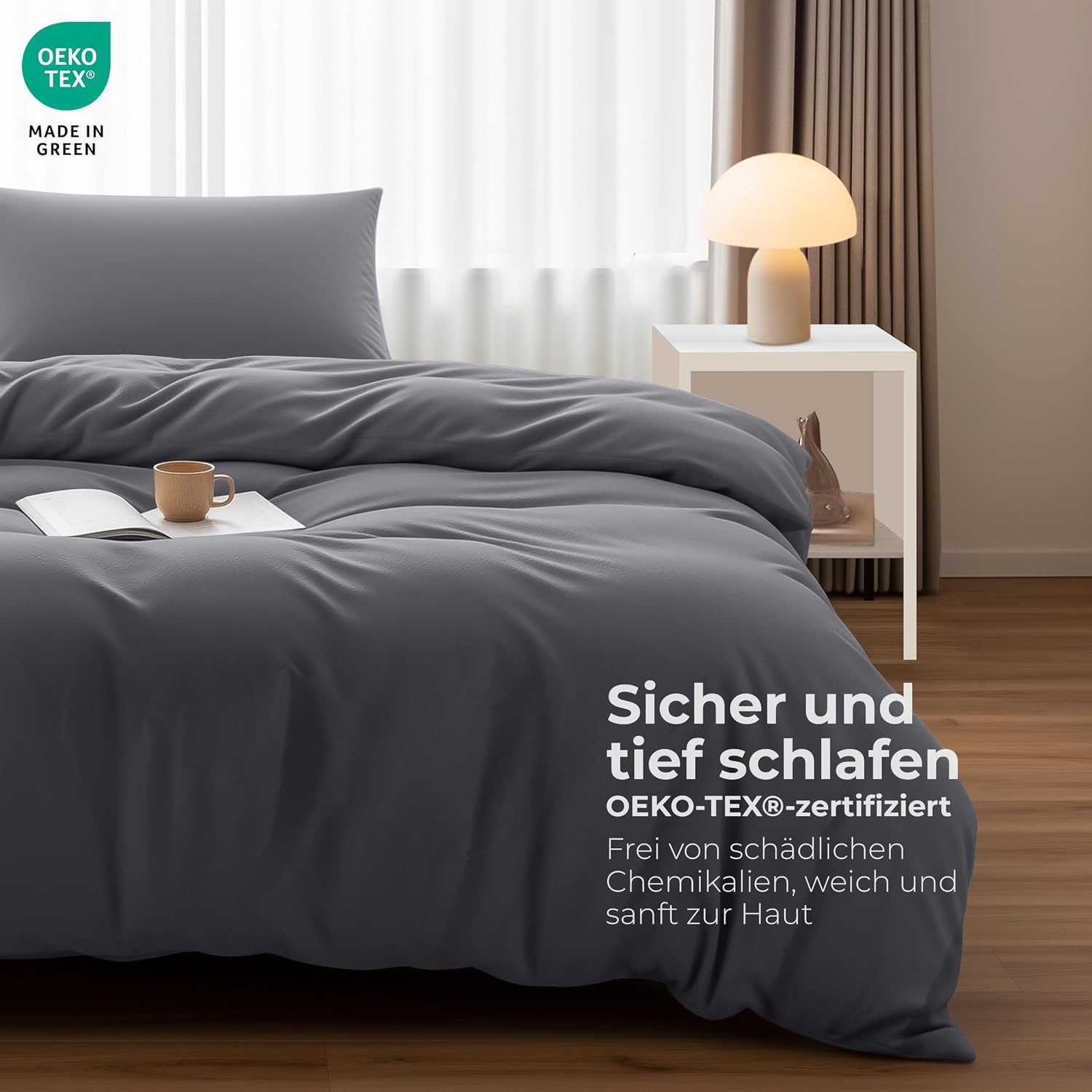 image:imageUtopia Bedding Bettwsche 135x200 cm 1 Kissenbezug 80x80 cm BlaugrnGrau