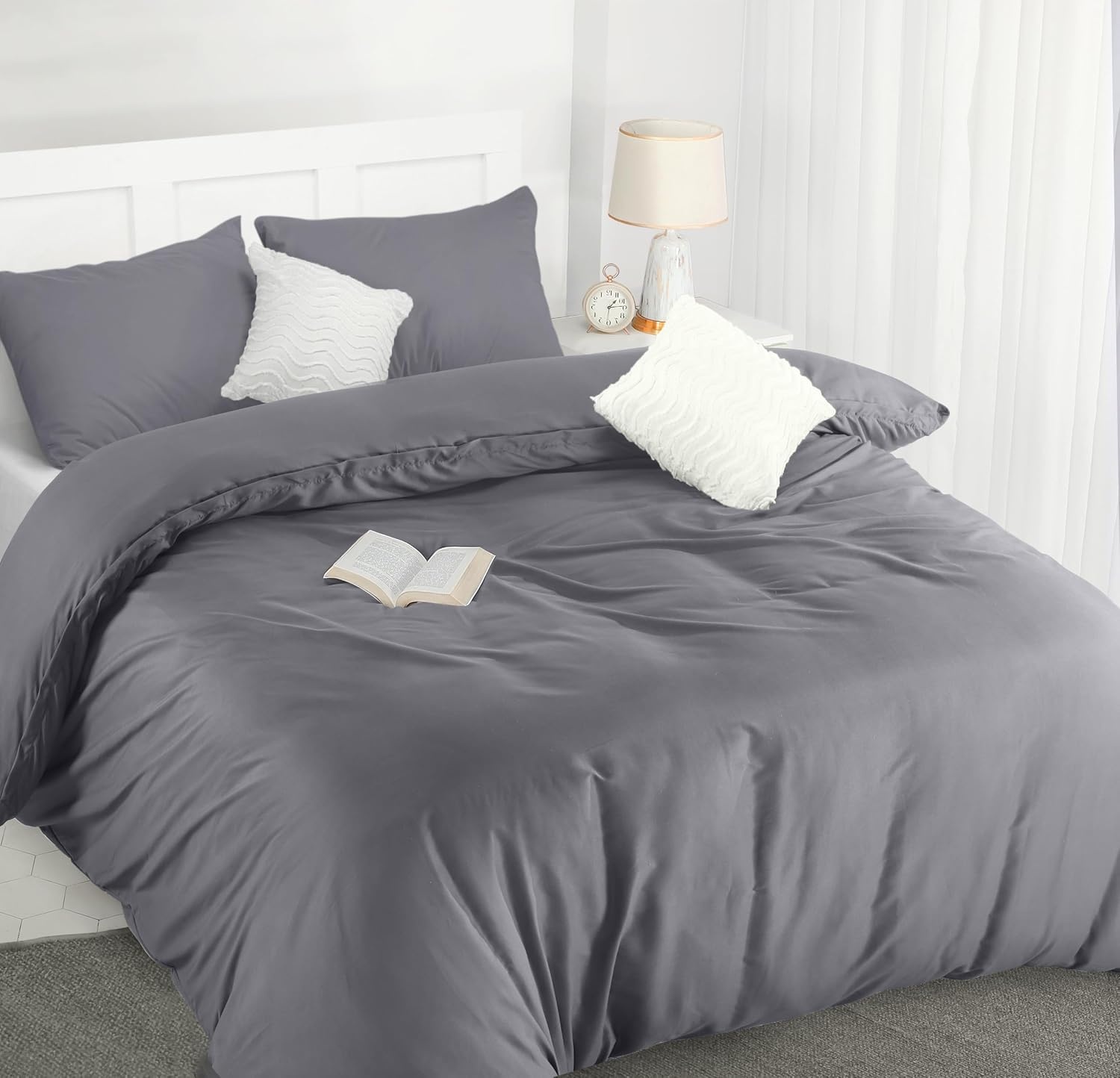 image:imageUtopia Bedding Bettwsche 135x200 cm 1 Kissenbezug 80x80 cm BlaugrnGrau