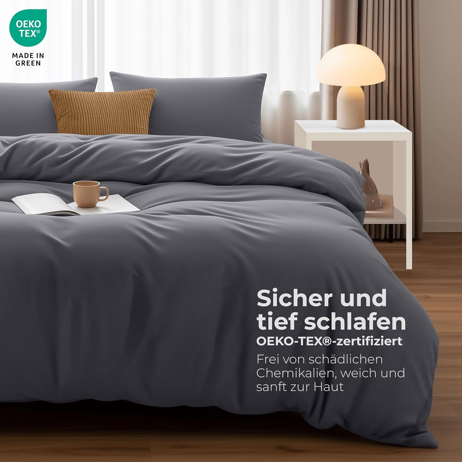 image:imageUtopia Bedding Bettwsche 135x200 cm 1 Kissenbezug 80x80 cm BlaugrnGrau