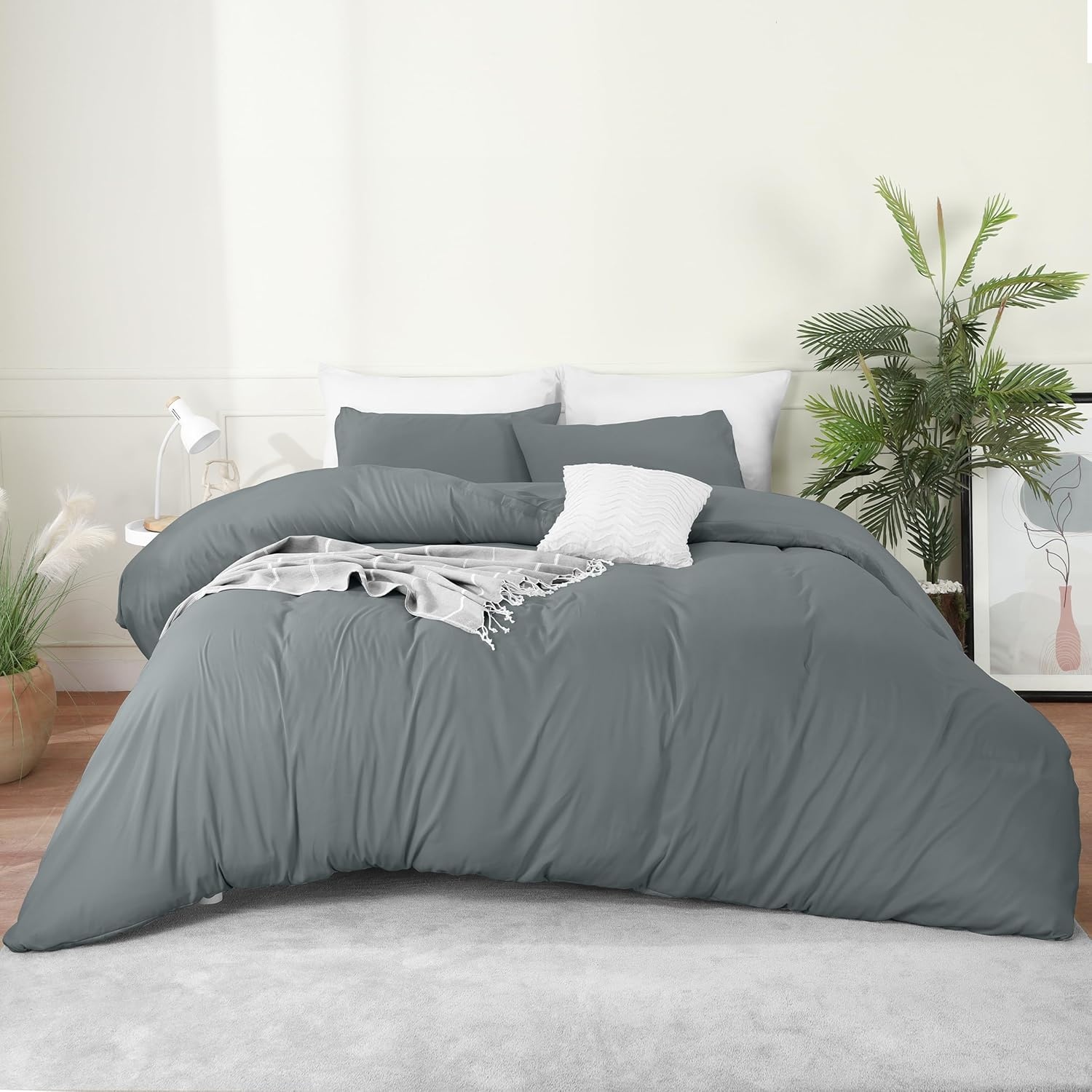 image:imageUtopia Bedding Bettwsche 135x200 cm 1 Kissenbezug 80x80 cm BlaugrnGrau