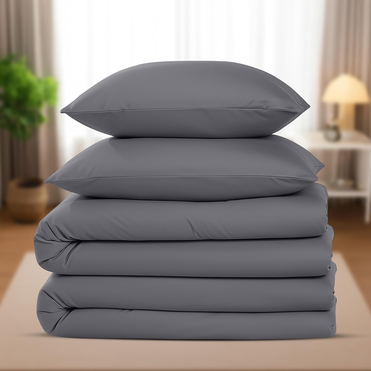 image:imageUtopia Bedding Bettwsche 135x200 cm 1 Kissenbezug 80x80 cm BlaugrnGrau