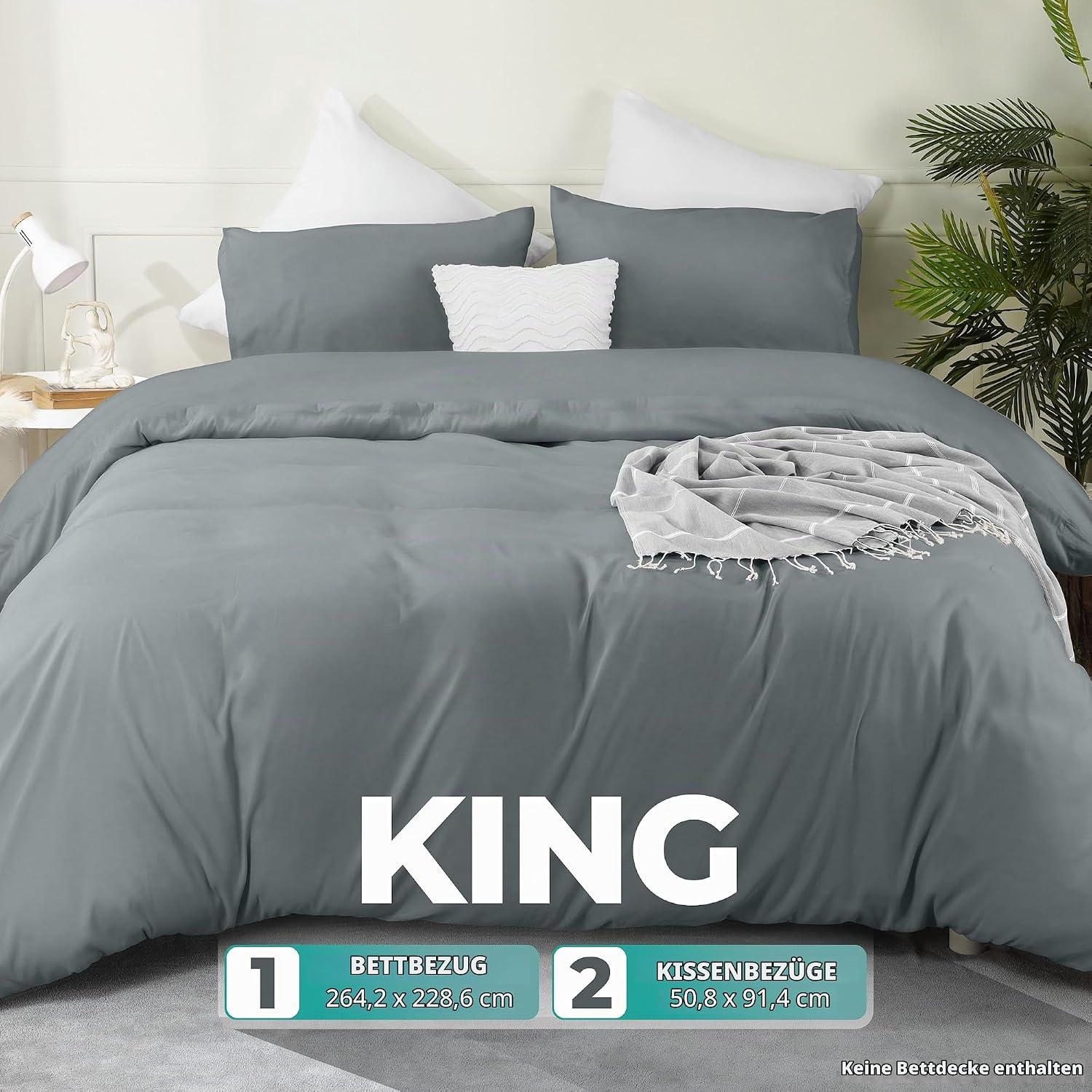 image:imageUtopia Bedding Bettwsche 135x200 cm 1 Kissenbezug 80x80 cm BlaugrnGrau