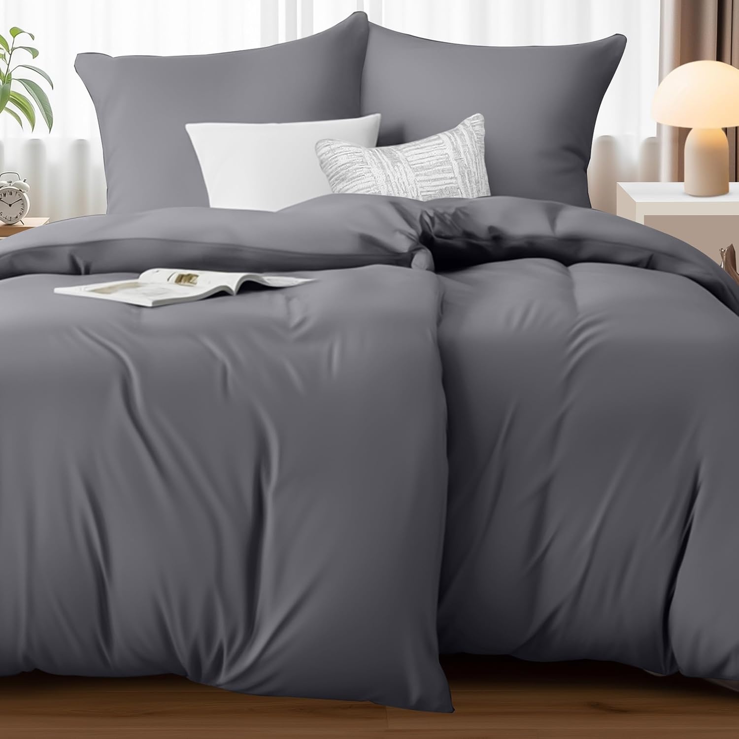 image:imageUtopia Bedding Bettwsche 135x200 cm 1 Kissenbezug 80x80 cm BlaugrnGrau
