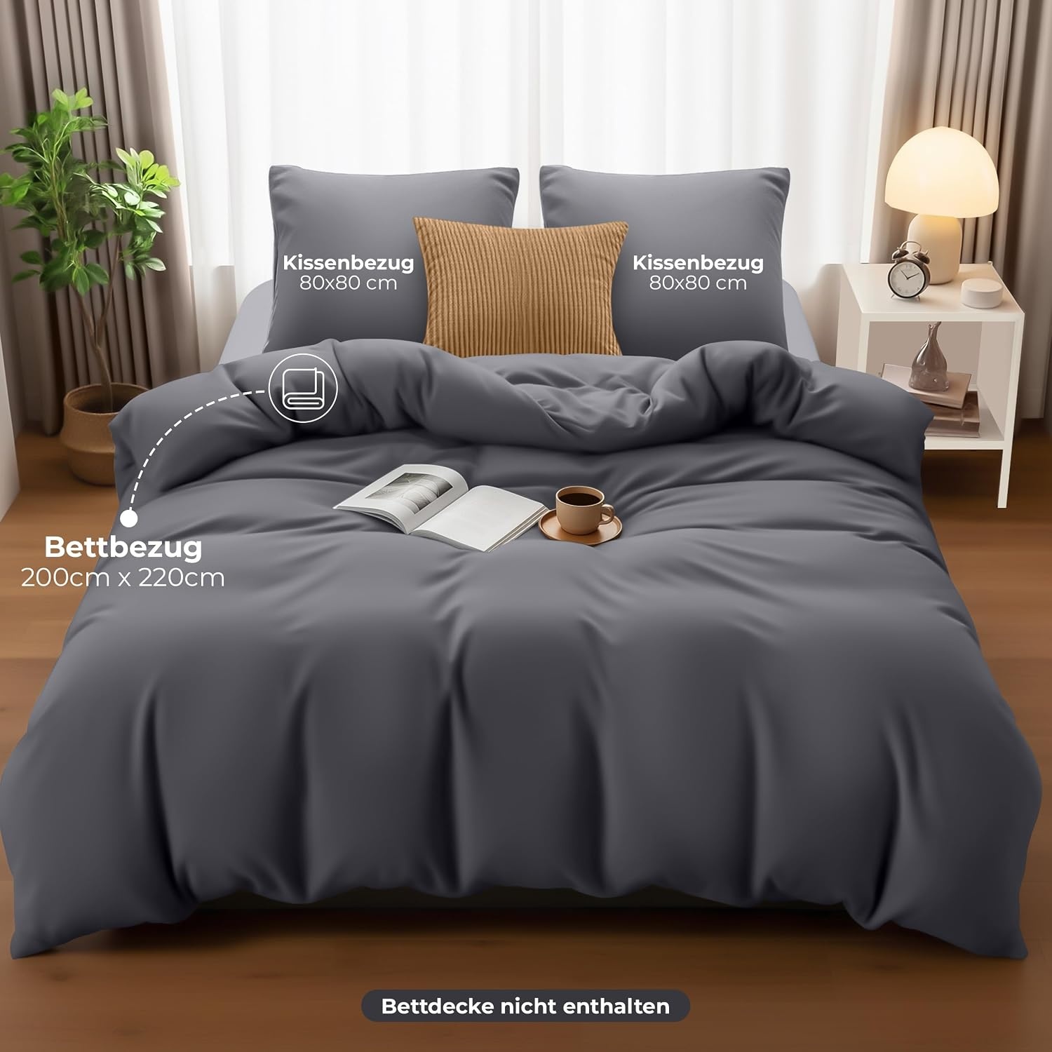 image:imageUtopia Bedding Bettwsche 135x200 cm 1 Kissenbezug 80x80 cm BlaugrnGrau