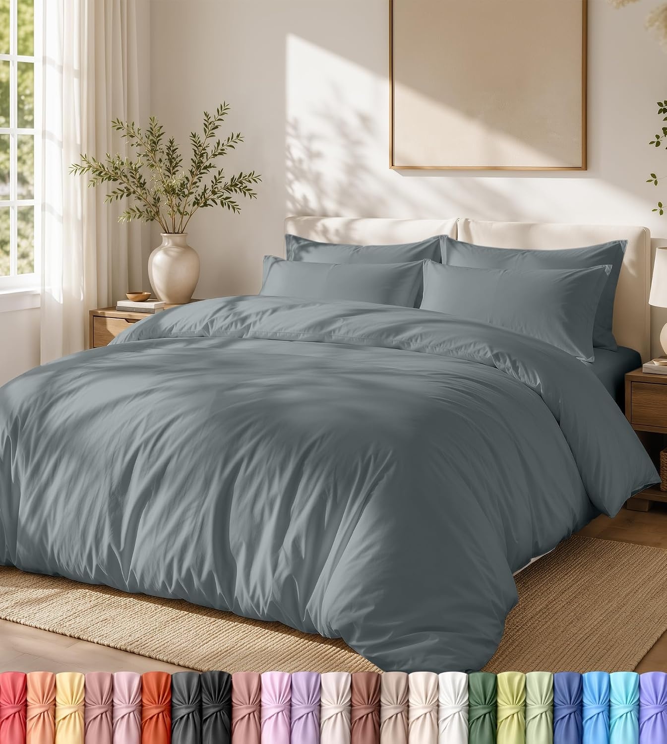 image:imageUtopia Bedding Bettwsche 135x200 cm 1 Kissenbezug 80x80 cm BlaugrnGrau
