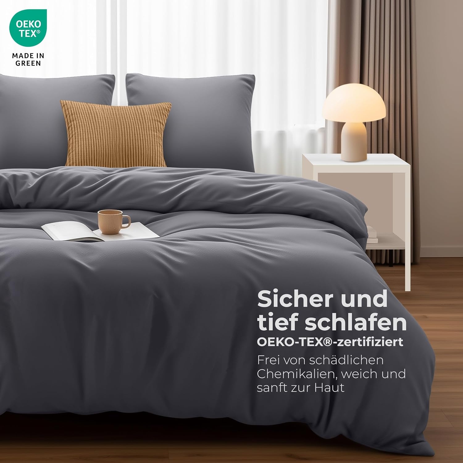 image:imageUtopia Bedding Bettwsche 135x200 cm 1 Kissenbezug 80x80 cm BlaugrnGrau