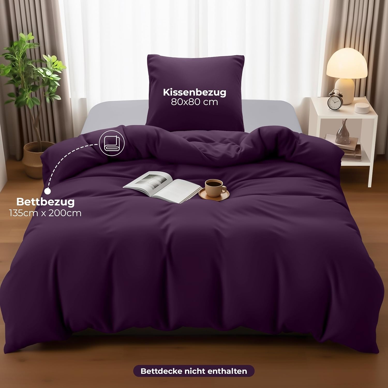 image:imageUtopia Bedding Bettwsche 135x200 cm 1 Kissenbezug 80x80 cm BlaugrnLila