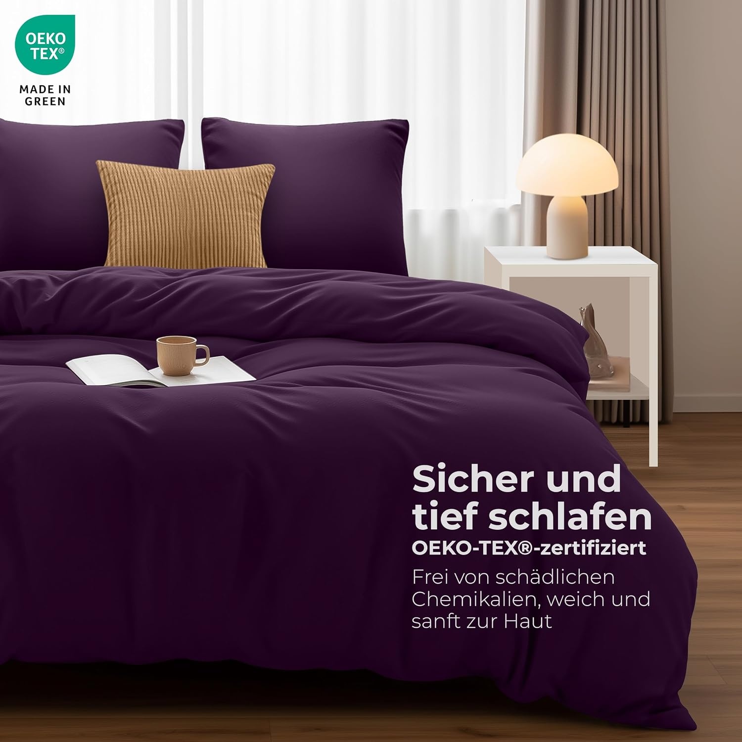 image:imageUtopia Bedding Bettwsche 135x200 cm 1 Kissenbezug 80x80 cm BlaugrnLila