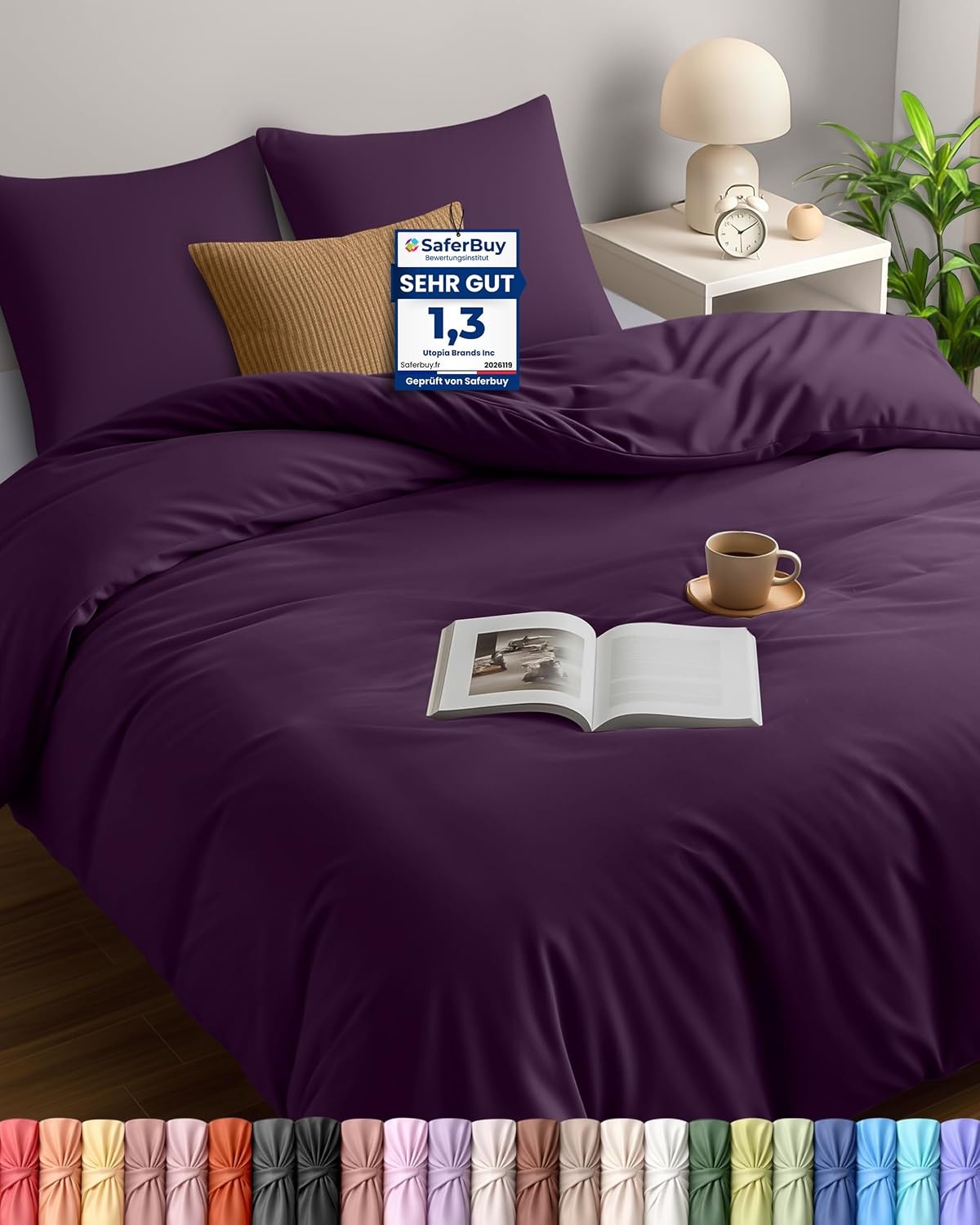 image:imageUtopia Bedding Bettwsche 135x200 cm 1 Kissenbezug 80x80 cm BlaugrnLila