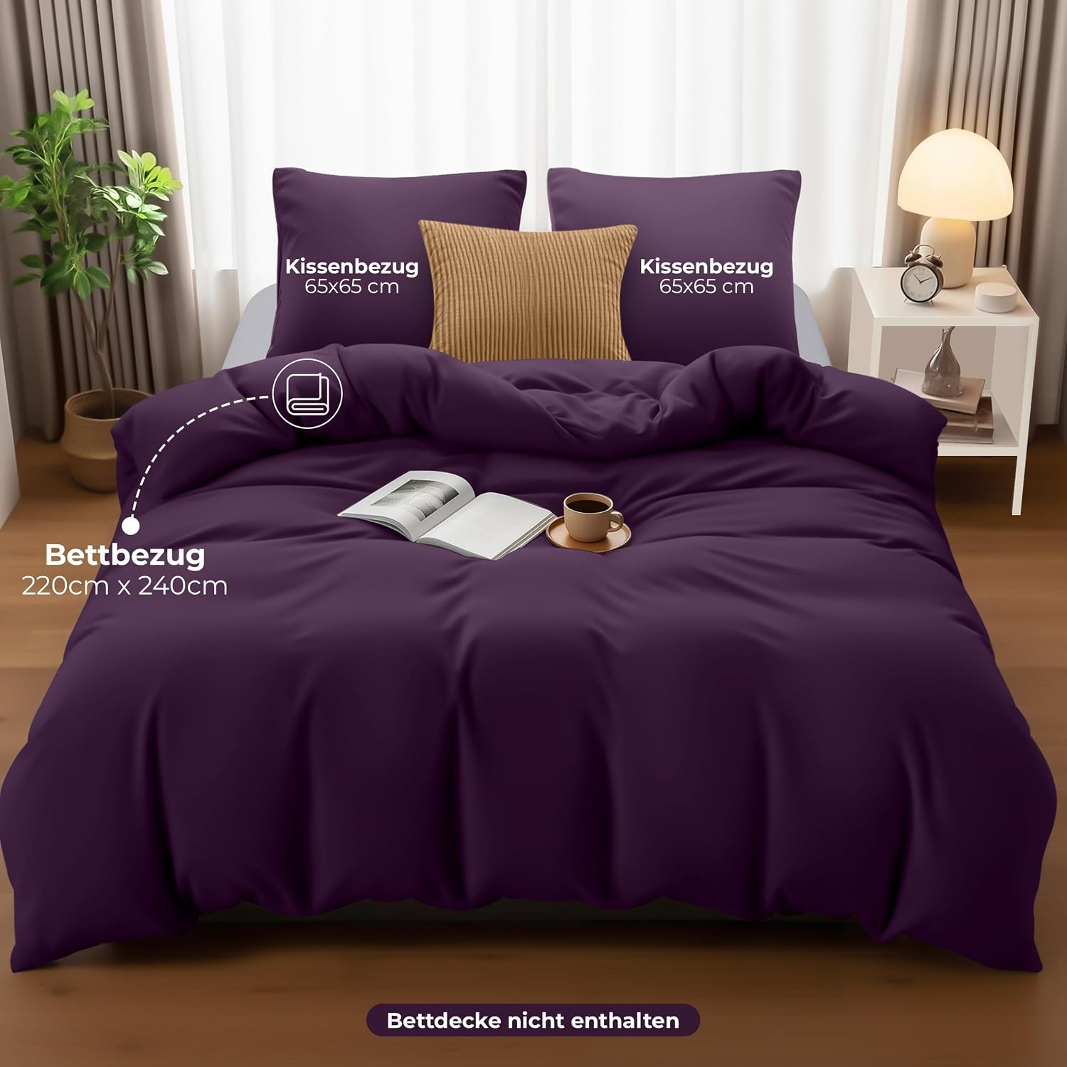 image:imageUtopia Bedding Bettwsche 135x200 cm 1 Kissenbezug 80x80 cm BlaugrnLila