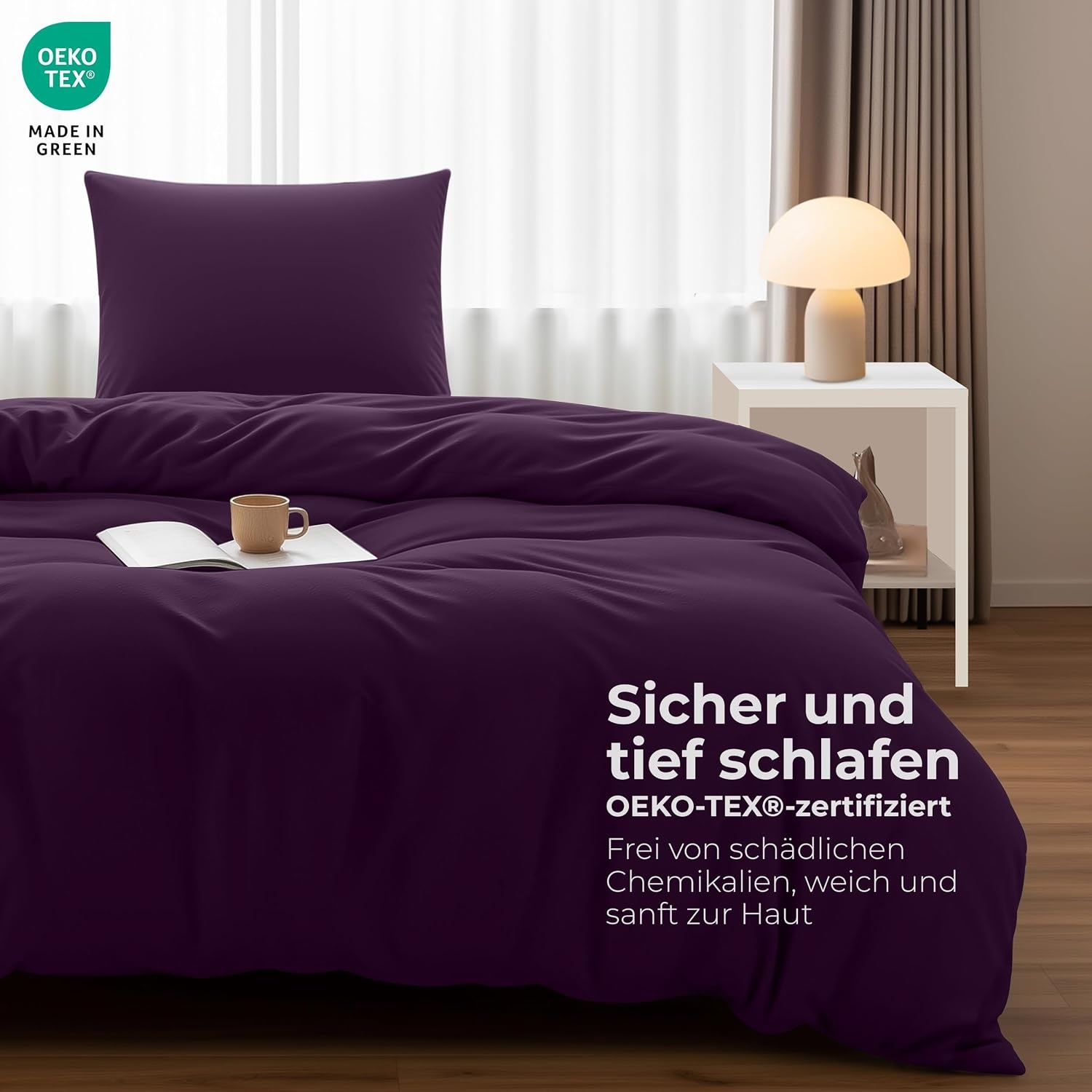 image:imageUtopia Bedding Bettwsche 135x200 cm 1 Kissenbezug 80x80 cm BlaugrnLila