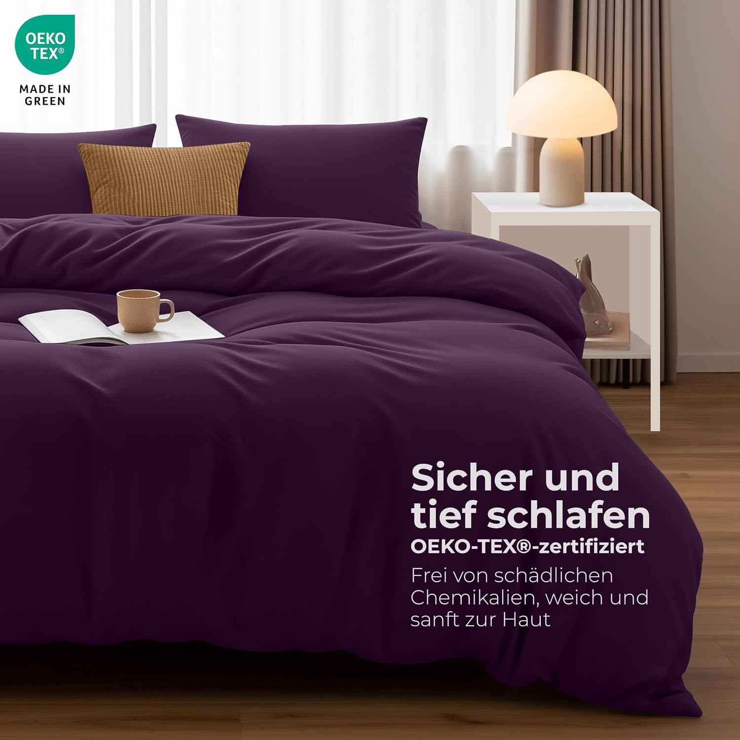 image:imageUtopia Bedding Bettwsche 135x200 cm 1 Kissenbezug 80x80 cm BlaugrnLila