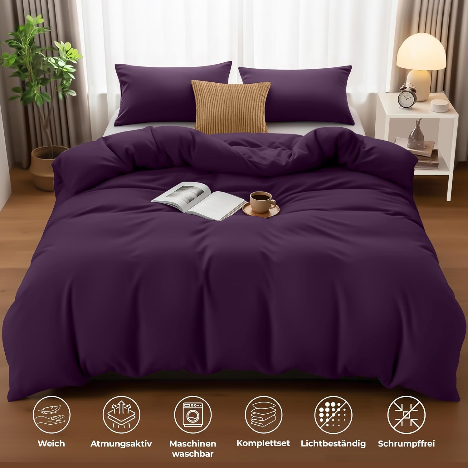 image:imageUtopia Bedding Bettwsche 135x200 cm 1 Kissenbezug 80x80 cm BlaugrnLila
