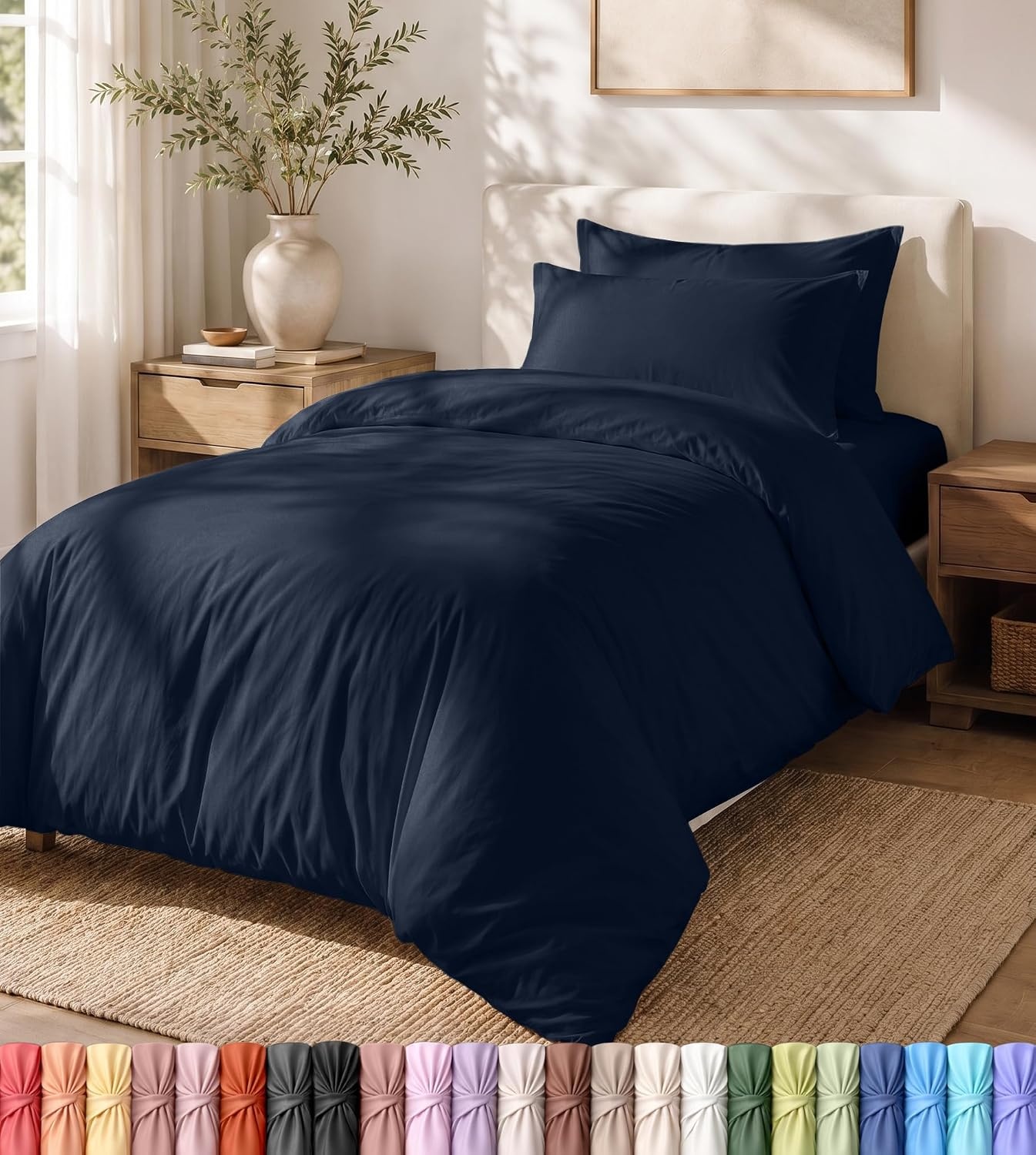 image:imageUtopia Bedding Bettwsche 135x200 cm 1 Kissenbezug 80x80 cm BlaugrnMarineblau