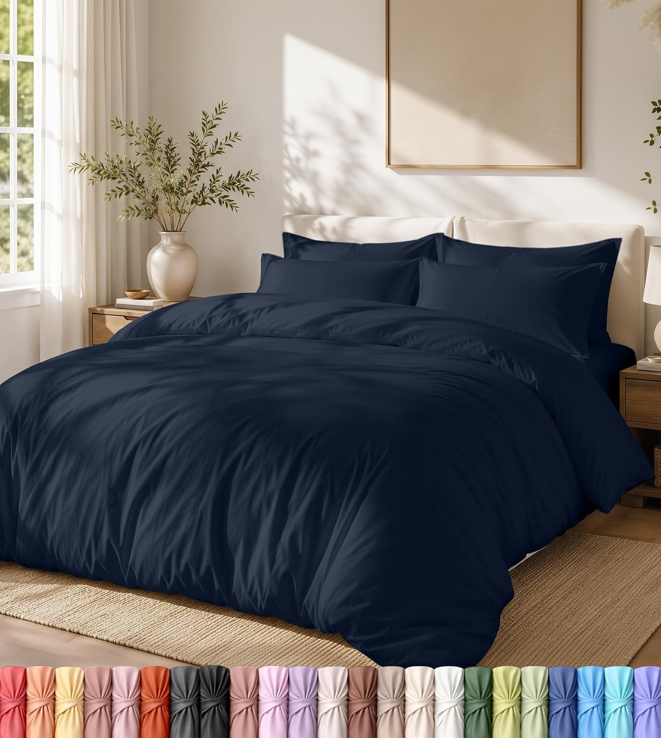 image:imageUtopia Bedding Bettwsche 135x200 cm 1 Kissenbezug 80x80 cm BlaugrnMarineblau
