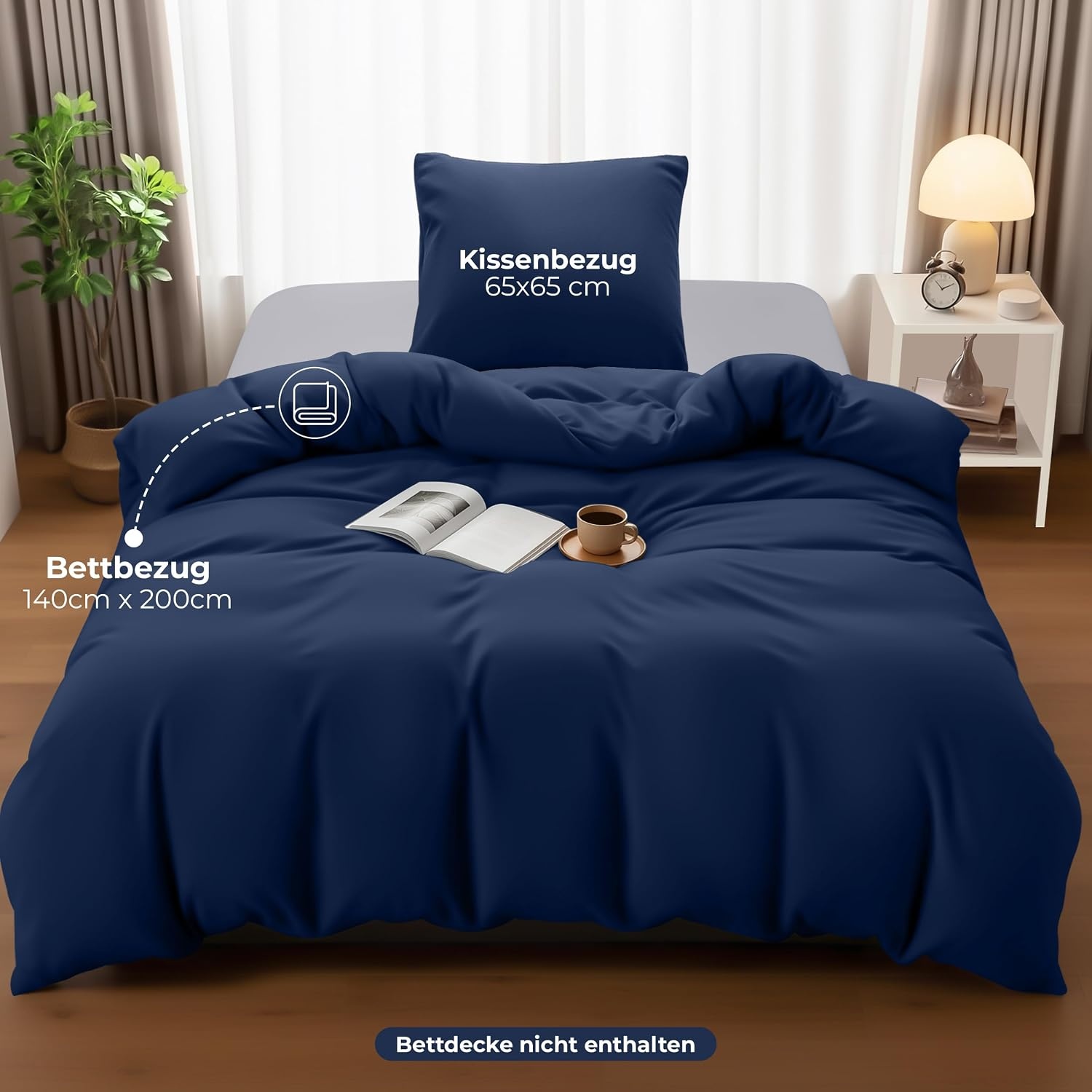 image:imageUtopia Bedding Bettwsche 135x200 cm 1 Kissenbezug 80x80 cm BlaugrnMarineblau