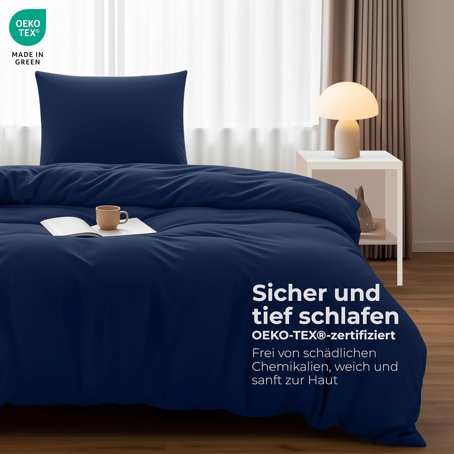 image:imageUtopia Bedding Bettwsche 135x200 cm 1 Kissenbezug 80x80 cm BlaugrnMarineblau