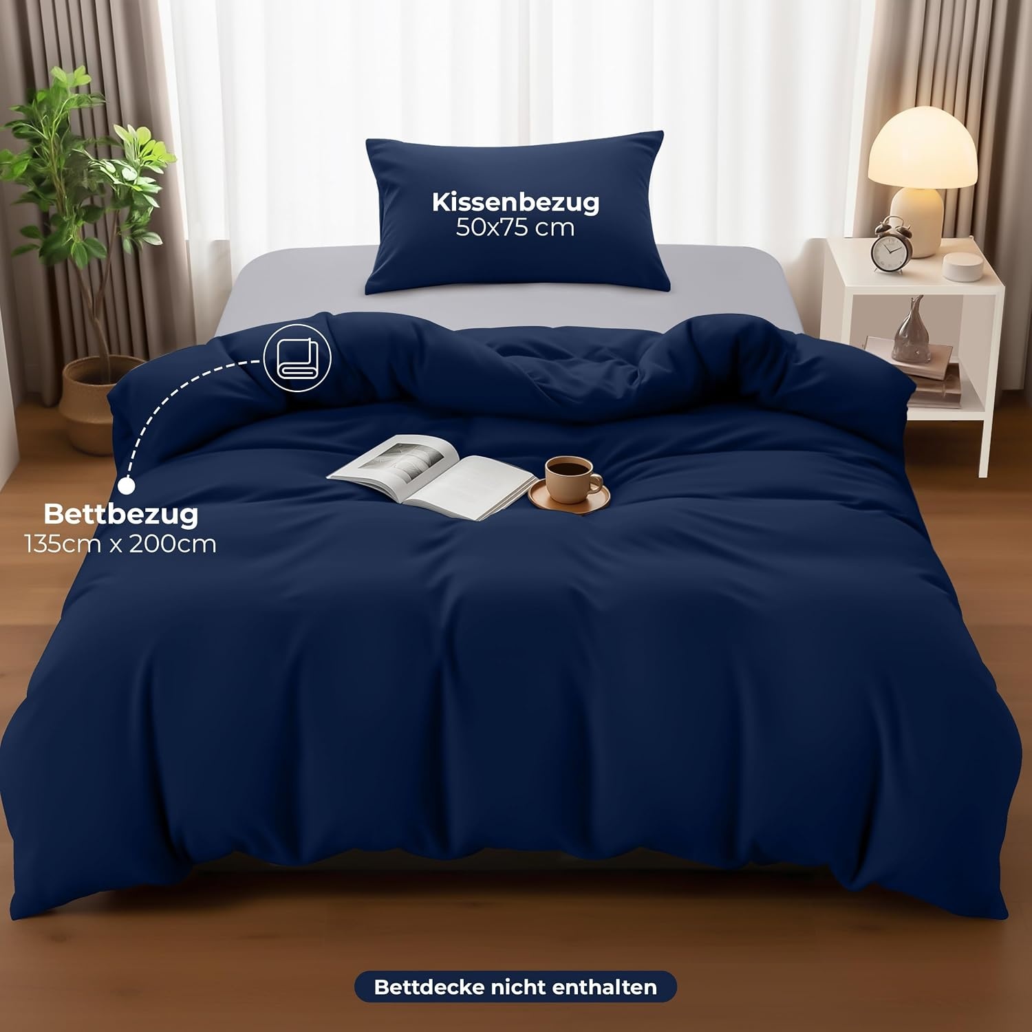 image:imageUtopia Bedding Bettwsche 135x200 cm 1 Kissenbezug 80x80 cm BlaugrnMarineblau