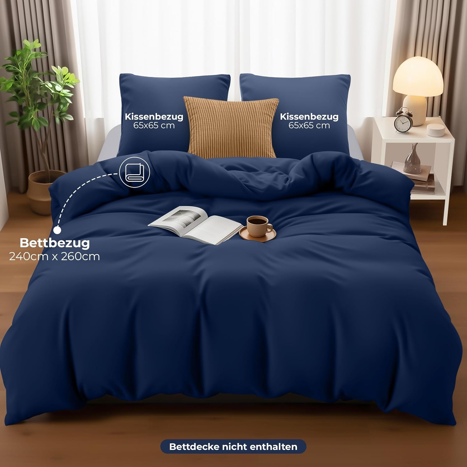 image:imageUtopia Bedding Bettwsche 135x200 cm 1 Kissenbezug 80x80 cm BlaugrnMarineblau