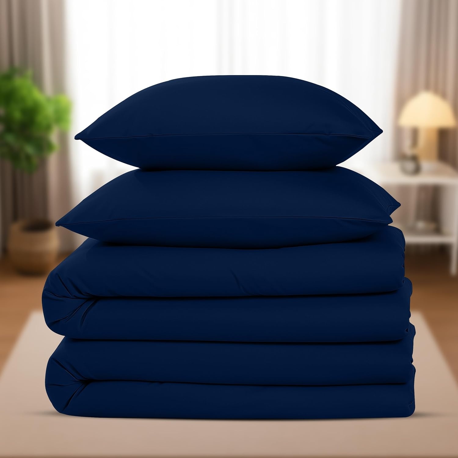 image:imageUtopia Bedding Bettwsche 135x200 cm 1 Kissenbezug 80x80 cm BlaugrnMarineblau