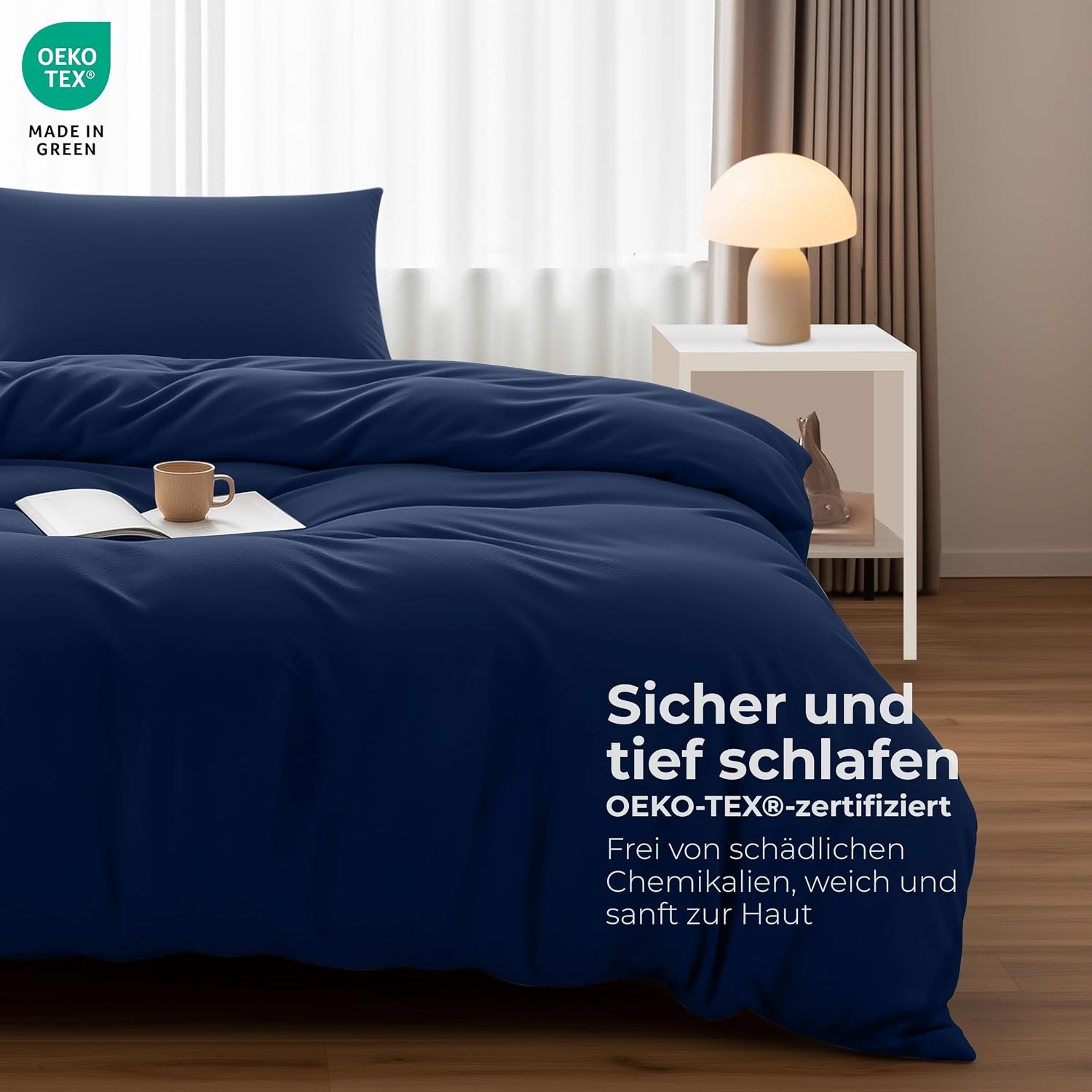 image:imageUtopia Bedding Bettwsche 135x200 cm 1 Kissenbezug 80x80 cm BlaugrnMarineblau