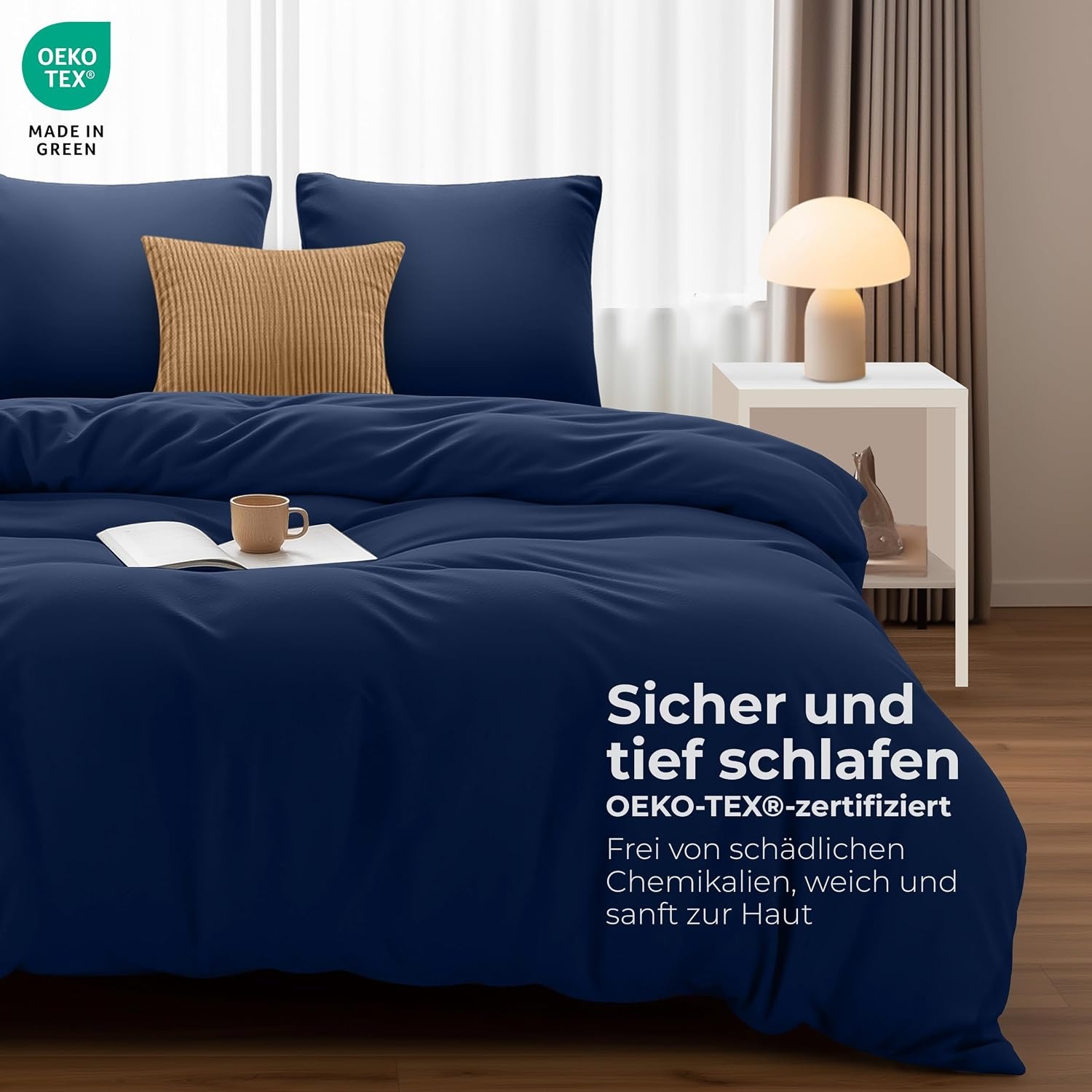 image:imageUtopia Bedding Bettwsche 135x200 cm 1 Kissenbezug 80x80 cm BlaugrnMarineblau