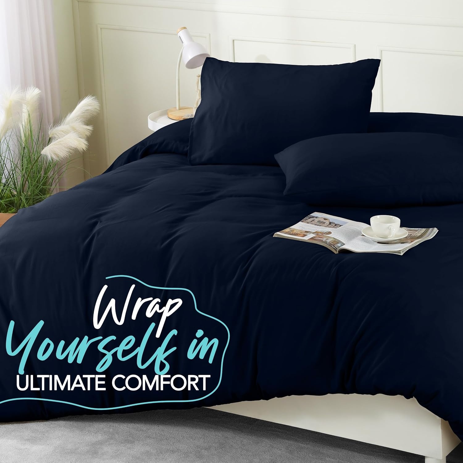 image:imageUtopia Bedding Bettwsche 135x200 cm 1 Kissenbezug 80x80 cm BlaugrnMarineblau