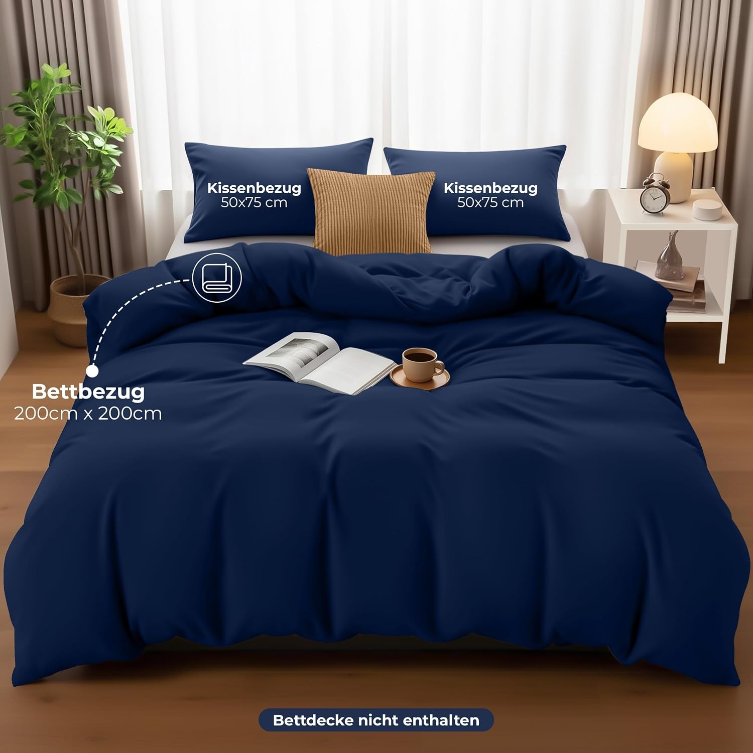 image:imageUtopia Bedding Bettwsche 135x200 cm 1 Kissenbezug 80x80 cm BlaugrnMarineblau