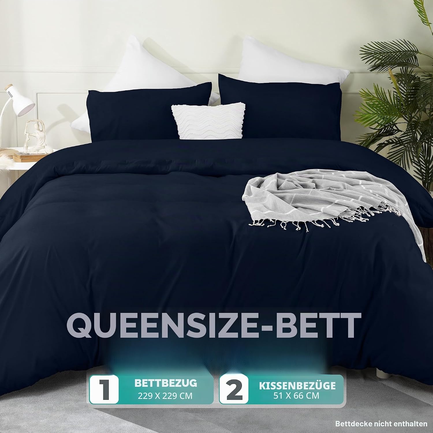 image:imageUtopia Bedding Bettwsche 135x200 cm 1 Kissenbezug 80x80 cm BlaugrnMarineblau
