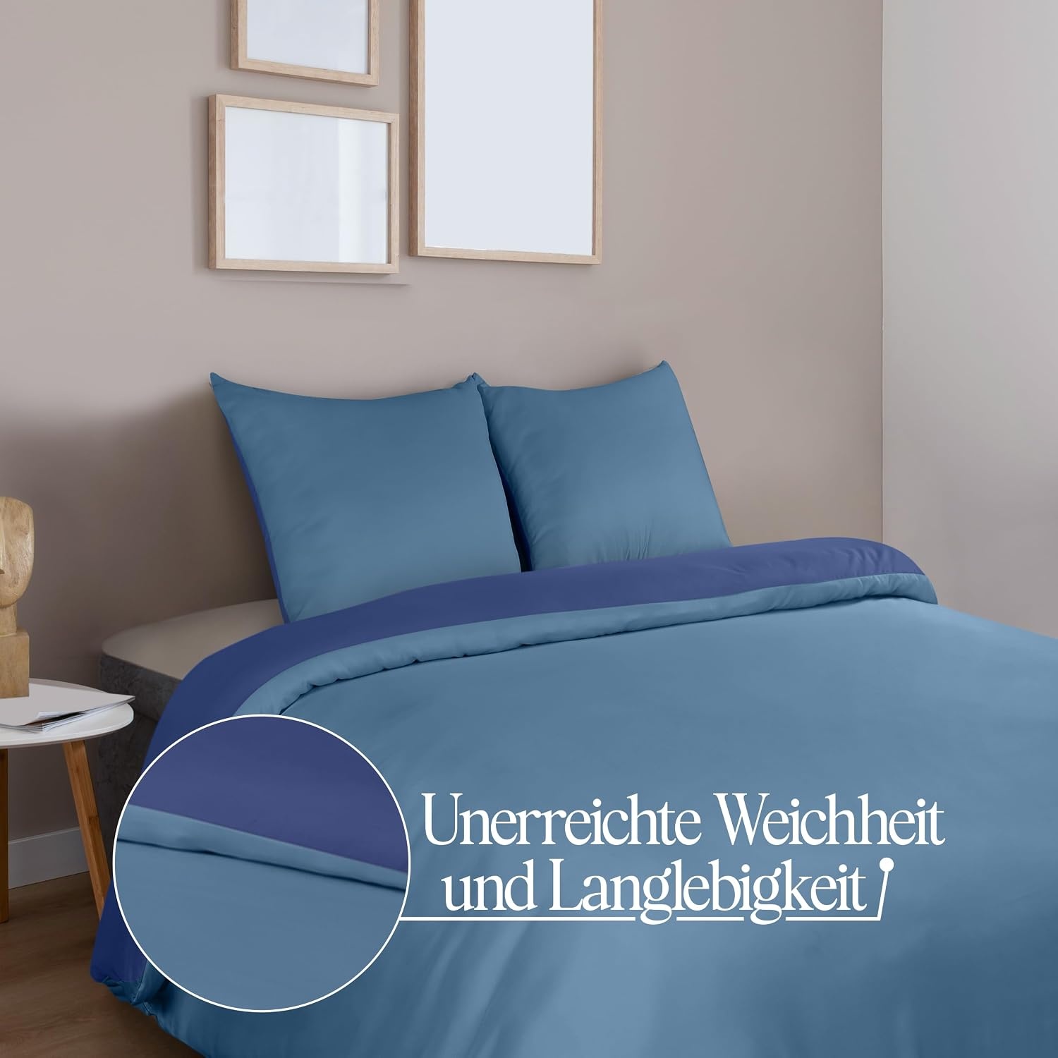 image:imageUtopia Bedding Bettwsche 135x200 cm 1 Kissenbezug 80x80 cm BlaugrnMarineblauHellblau