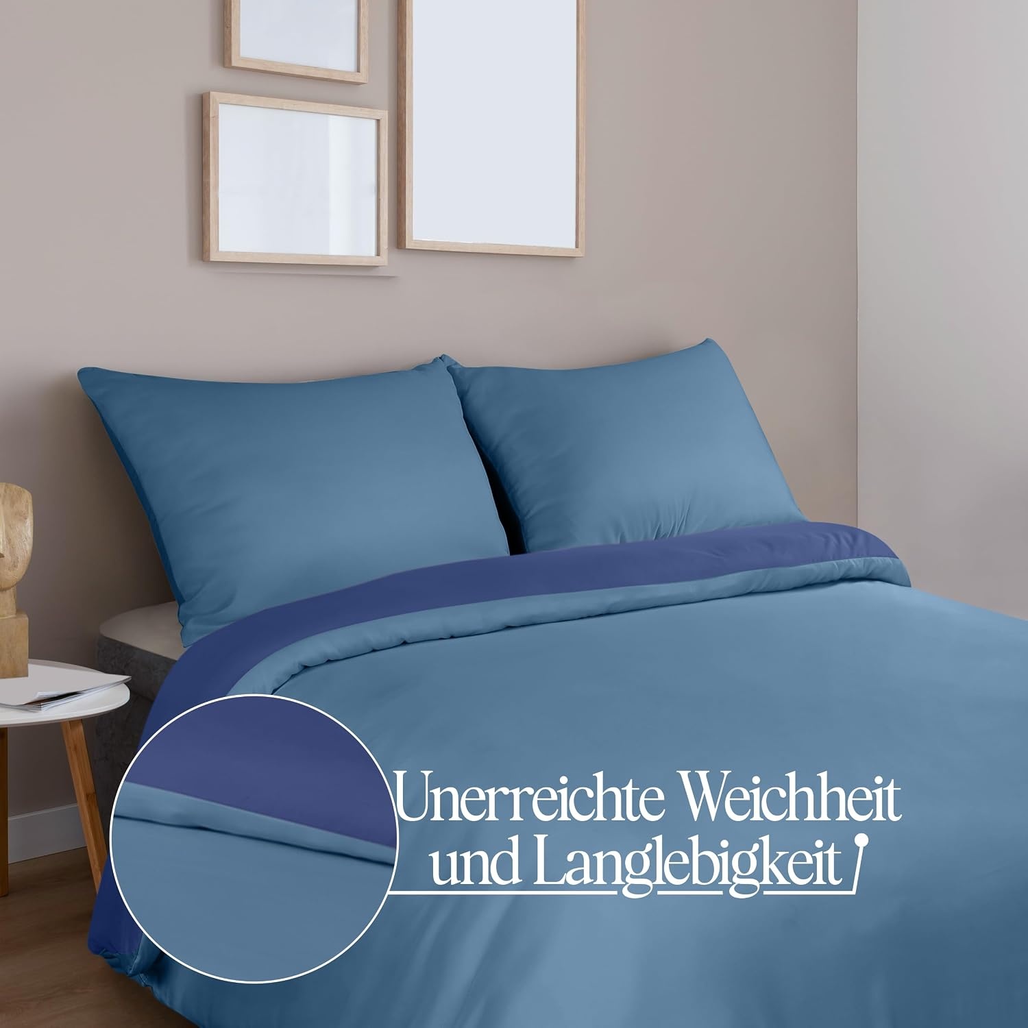 image:imageUtopia Bedding Bettwsche 135x200 cm 1 Kissenbezug 80x80 cm BlaugrnMarineblauHellblau