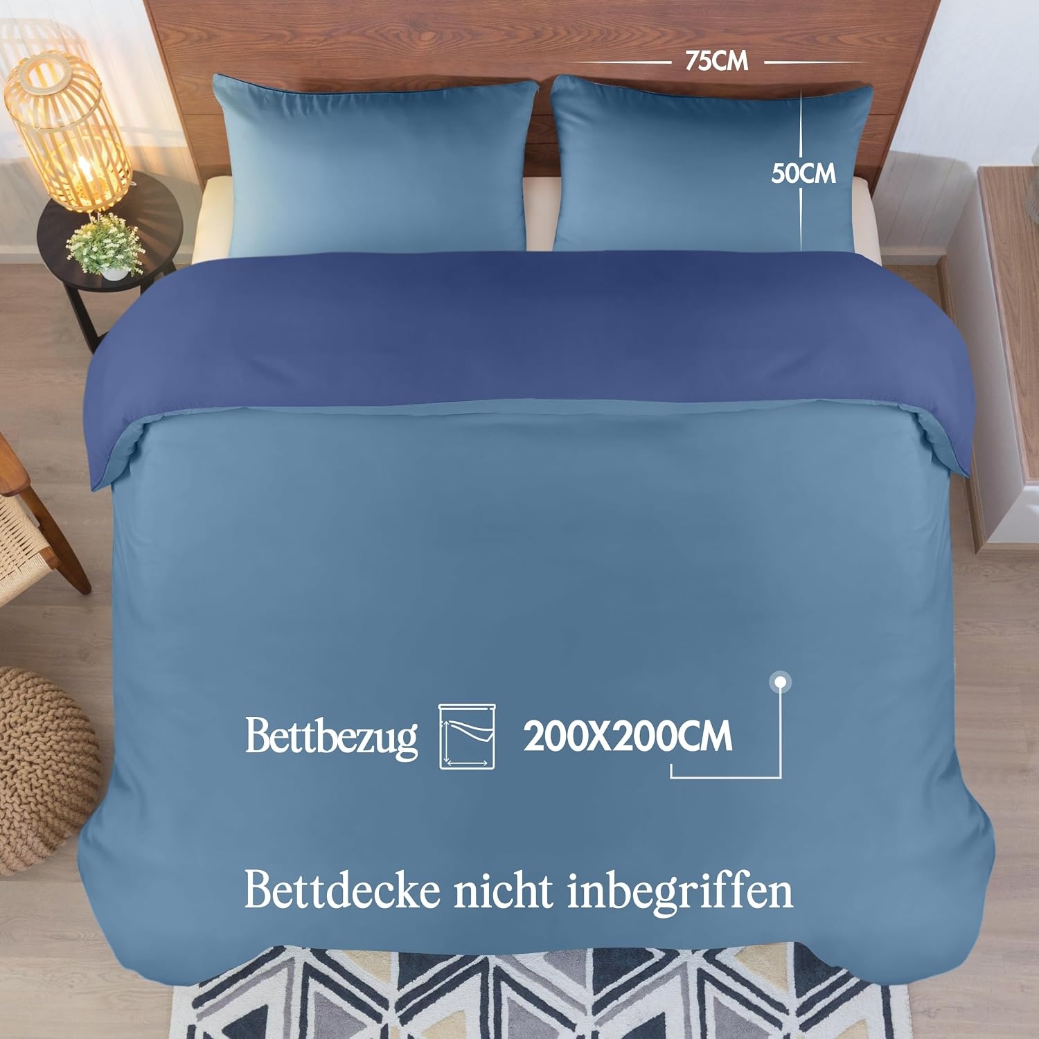 image:imageUtopia Bedding Bettwsche 135x200 cm 1 Kissenbezug 80x80 cm BlaugrnMarineblauHellblau