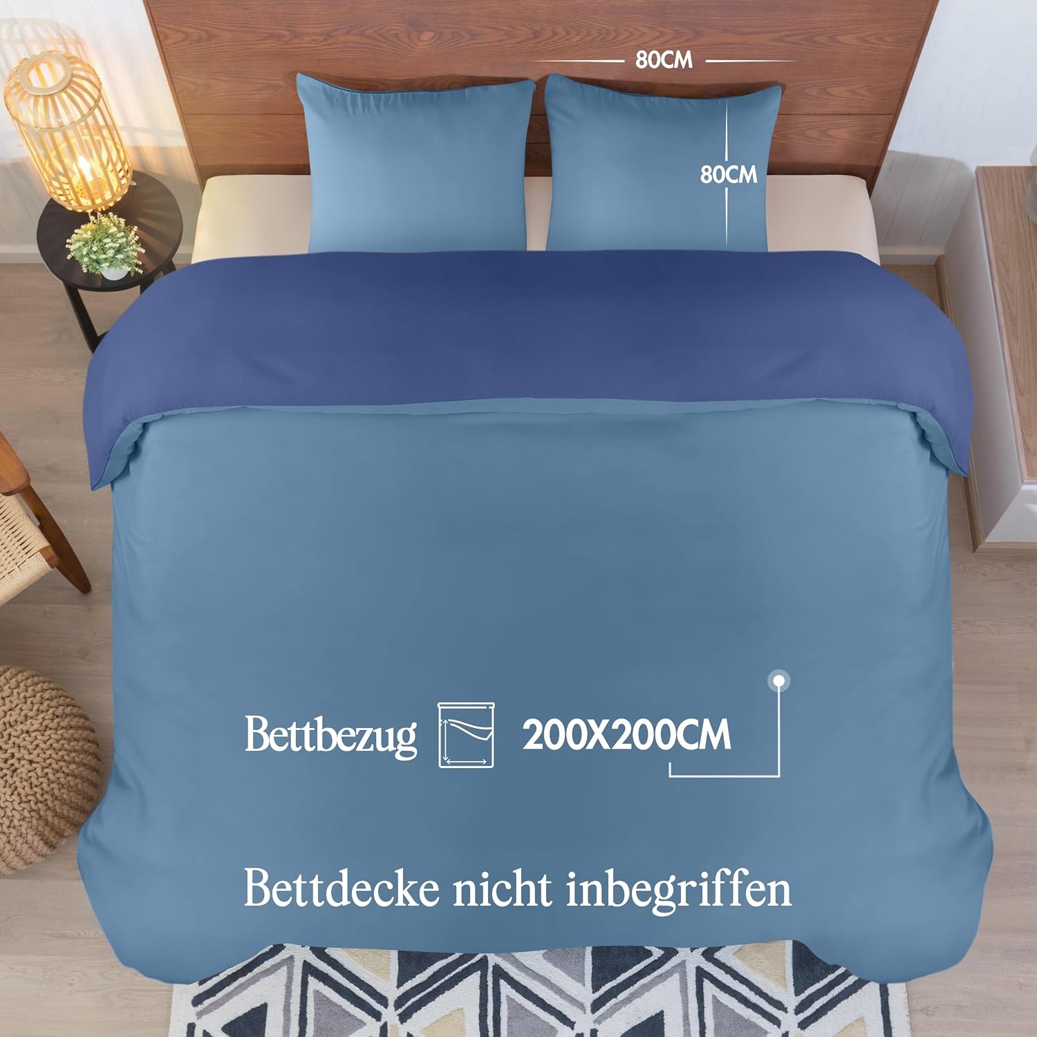 image:imageUtopia Bedding Bettwsche 135x200 cm 1 Kissenbezug 80x80 cm BlaugrnMarineblauHellblau
