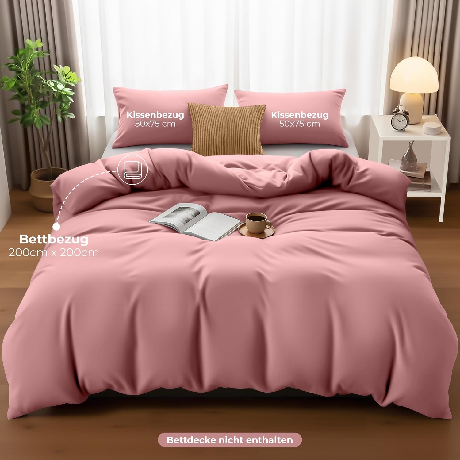image:imageUtopia Bedding Bettwsche 135x200 cm 1 Kissenbezug 80x80 cm BlaugrnRosa