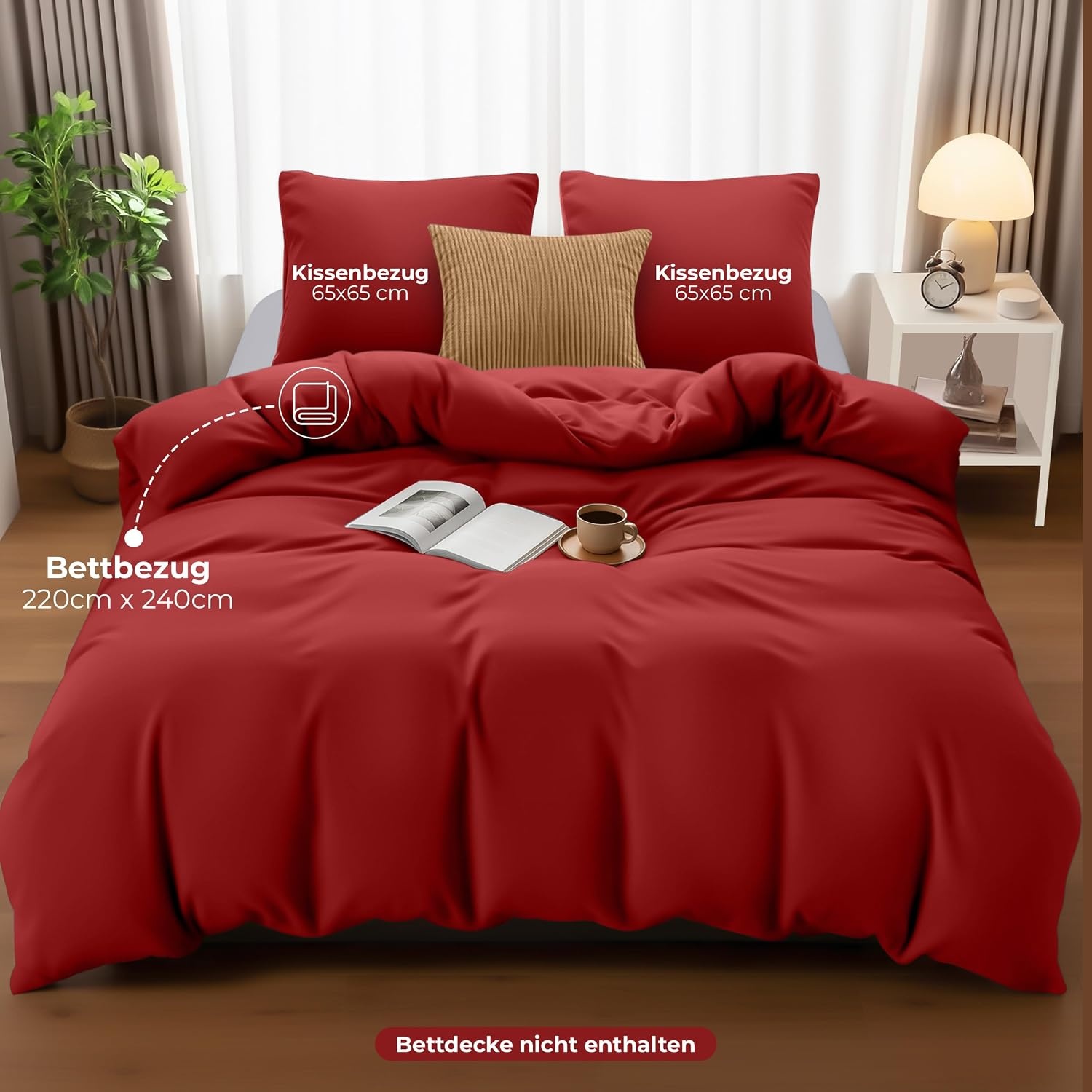 image:imageUtopia Bedding Bettwsche 135x200 cm 1 Kissenbezug 80x80 cm BlaugrnRot