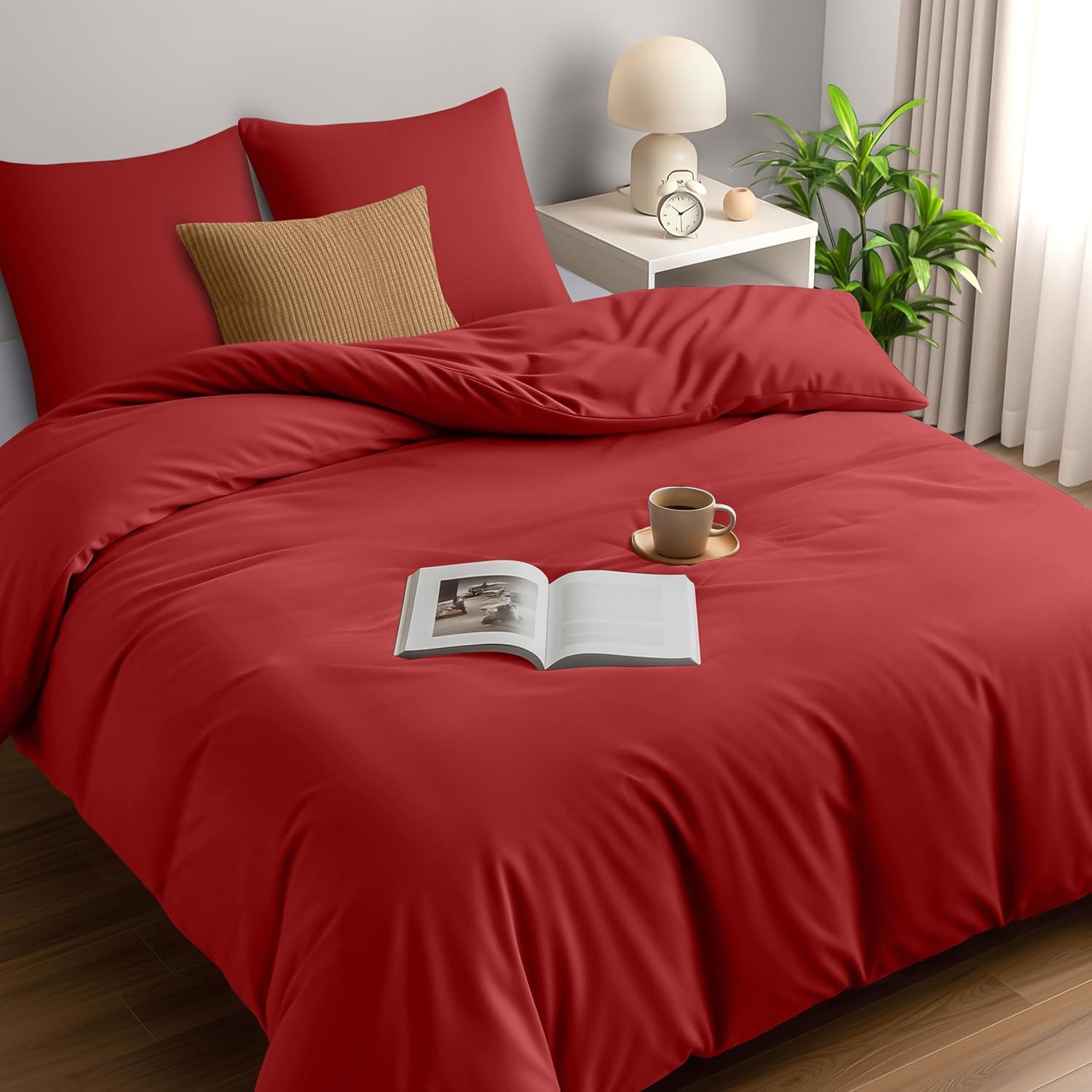 image:imageUtopia Bedding Bettwsche 135x200 cm 1 Kissenbezug 80x80 cm BlaugrnRot