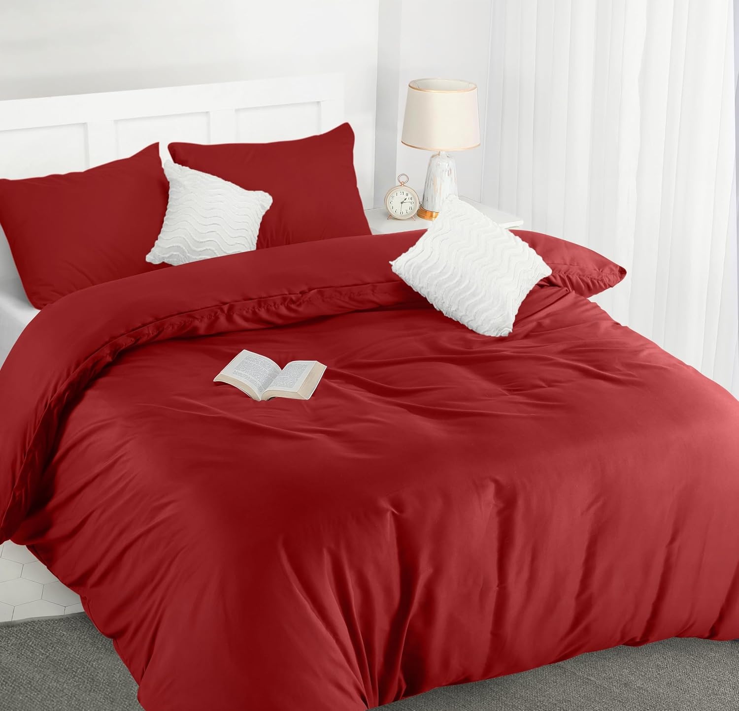 image:imageUtopia Bedding Bettwsche 135x200 cm 1 Kissenbezug 80x80 cm BlaugrnRot