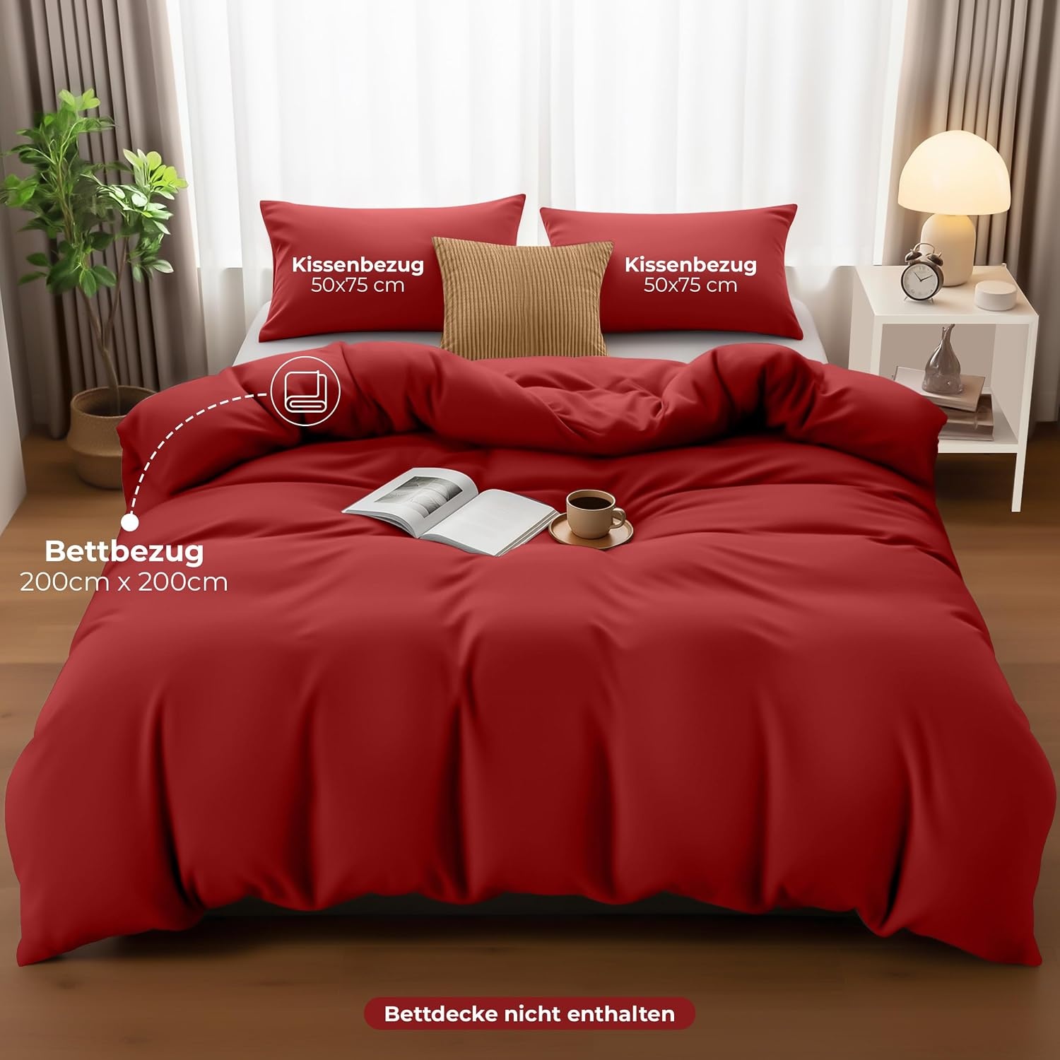 image:imageUtopia Bedding Bettwsche 135x200 cm 1 Kissenbezug 80x80 cm BlaugrnRot